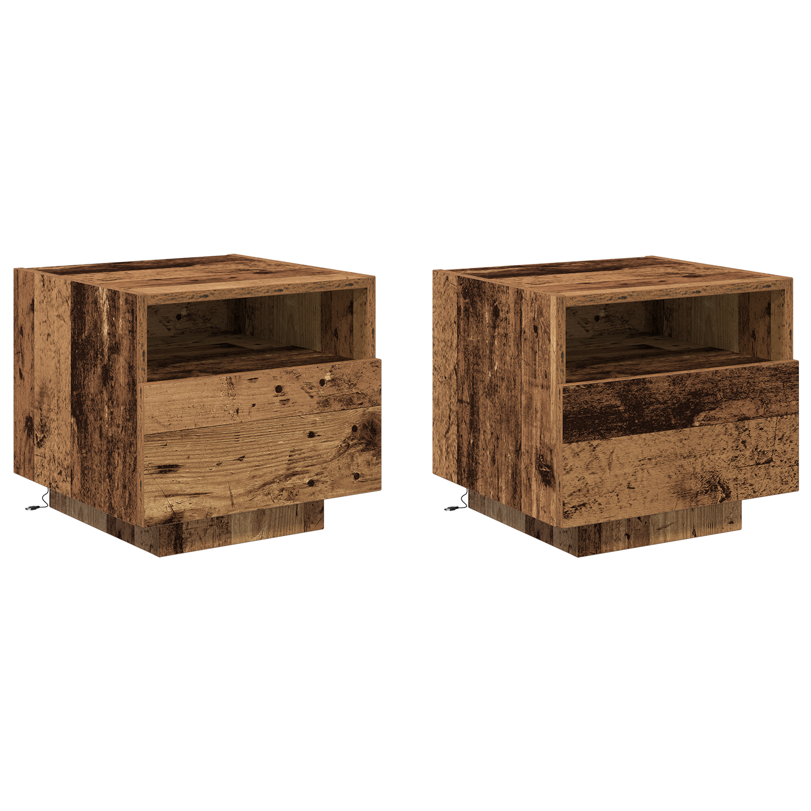 Bedside Cabinets with LED Lights 2 pcs Old Wood 40x39x37 cm - Image 2