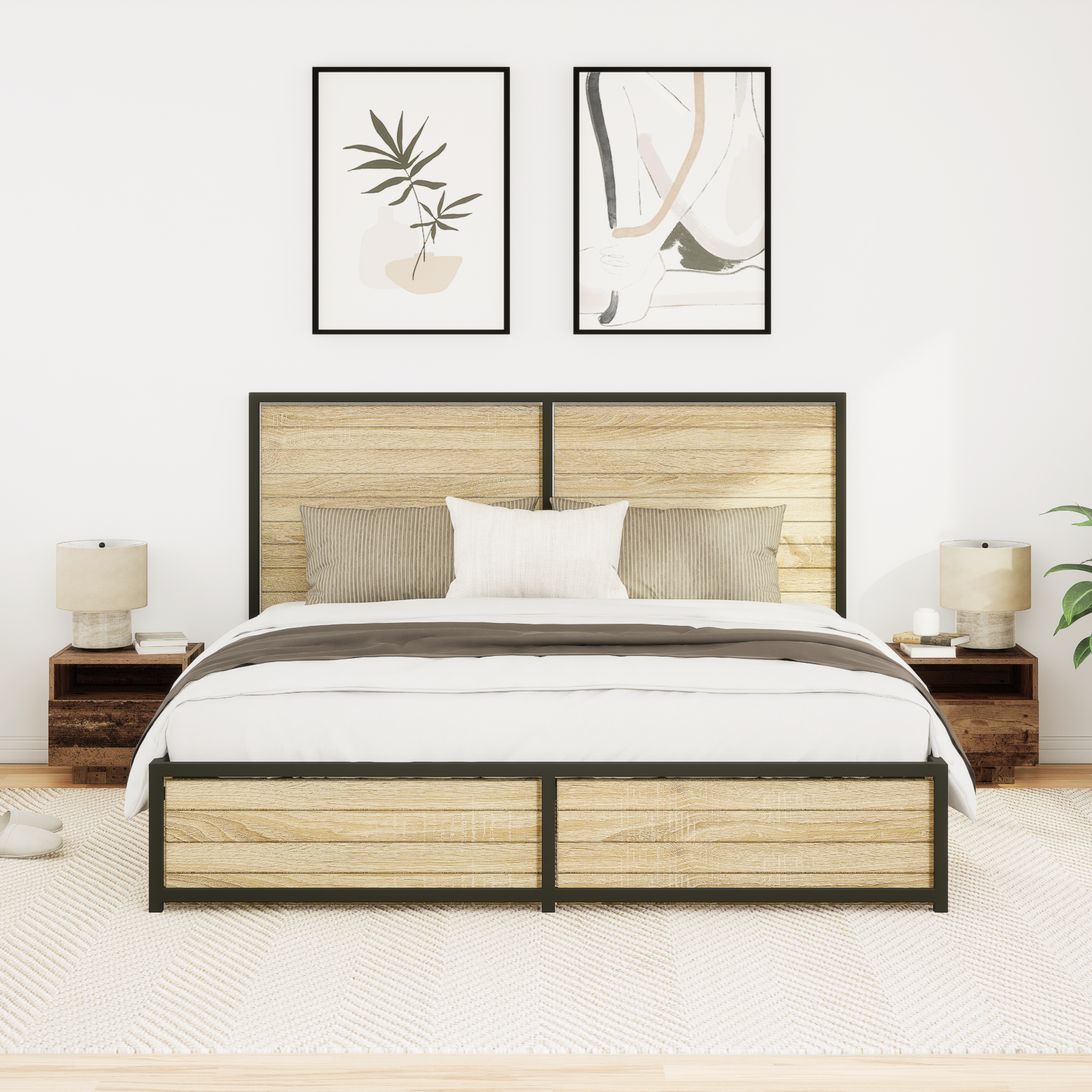 Bedside Cabinets with LED Lights 2 pcs Old Wood 40x39x37 cm - Image 5