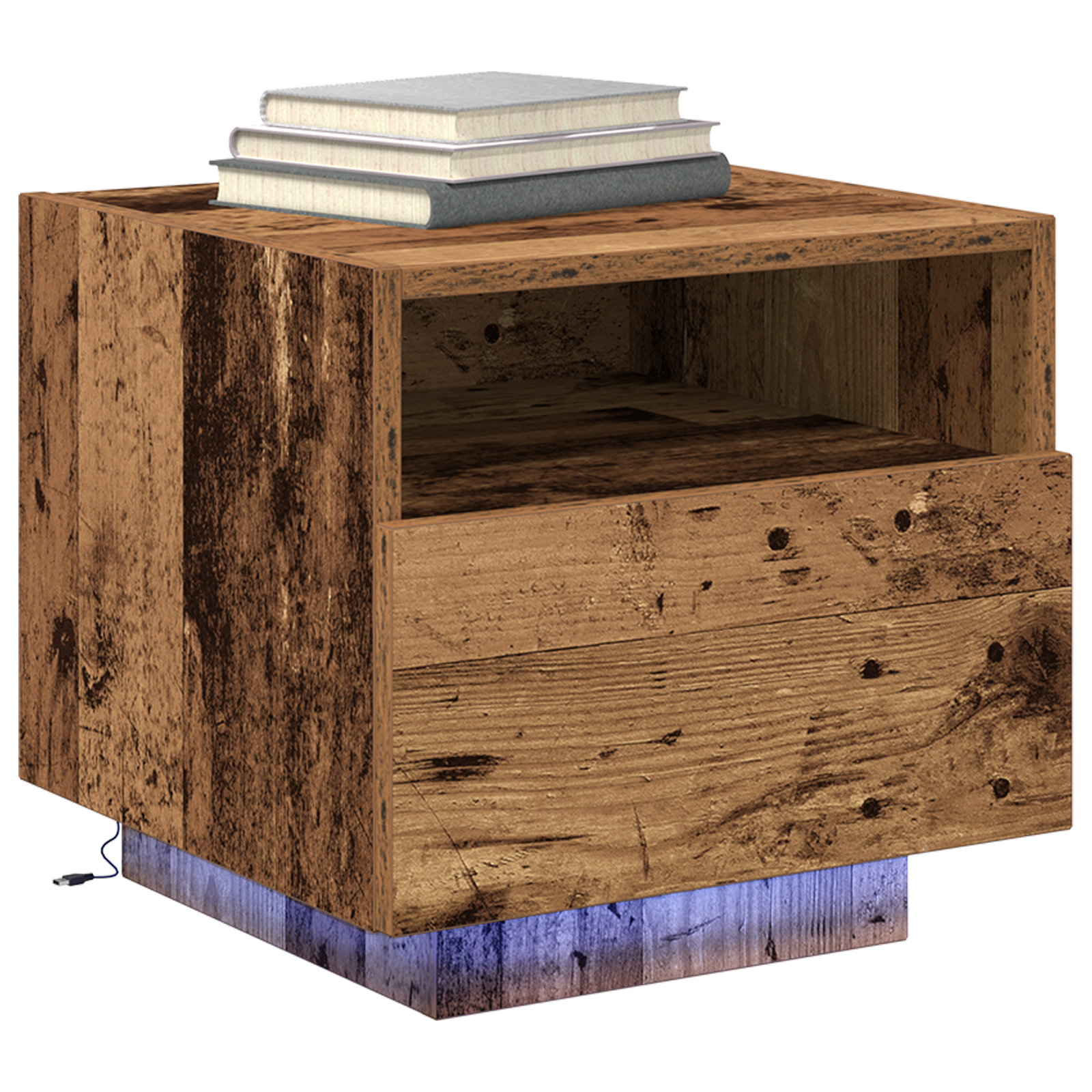 Bedside Cabinets with LED Lights 2 pcs Old Wood 40x39x37 cm - Image 3