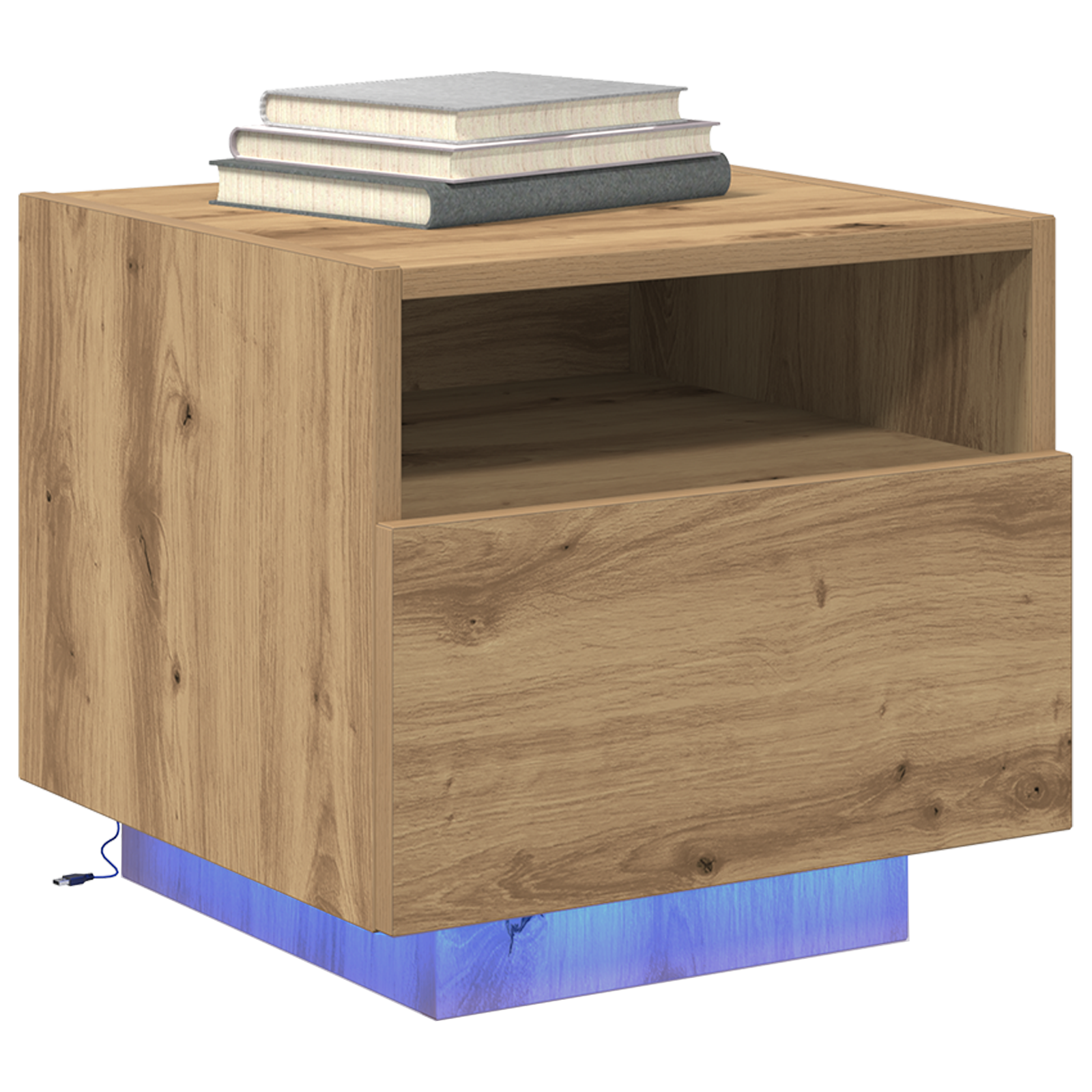 Bedside Cabinet with LED Lights Artisan Oak 40x39x37 cm - Image 3