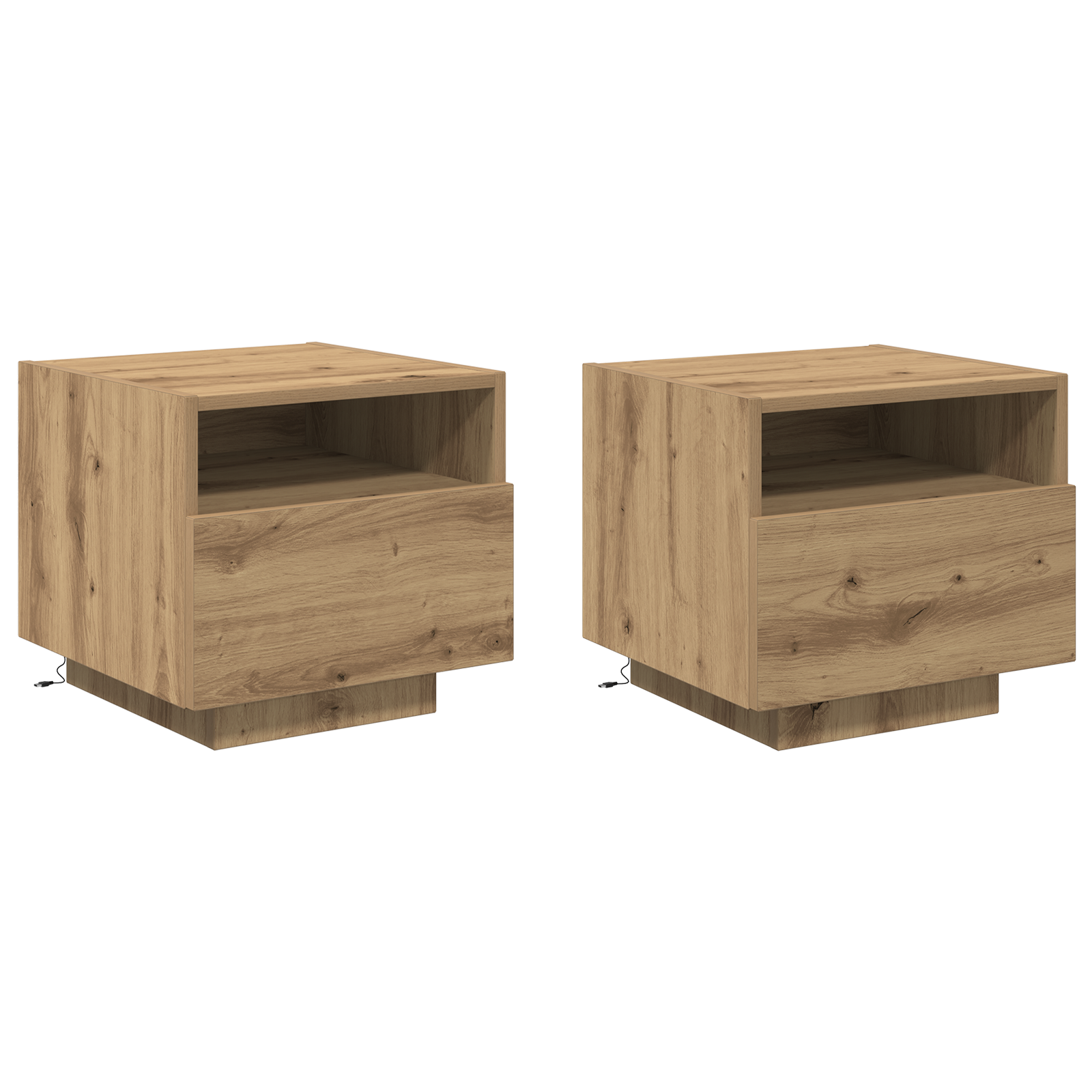 Bedside Cabinets with LED Lights 2 pcs Artisan Oak 40x39x37 cm - Image 2