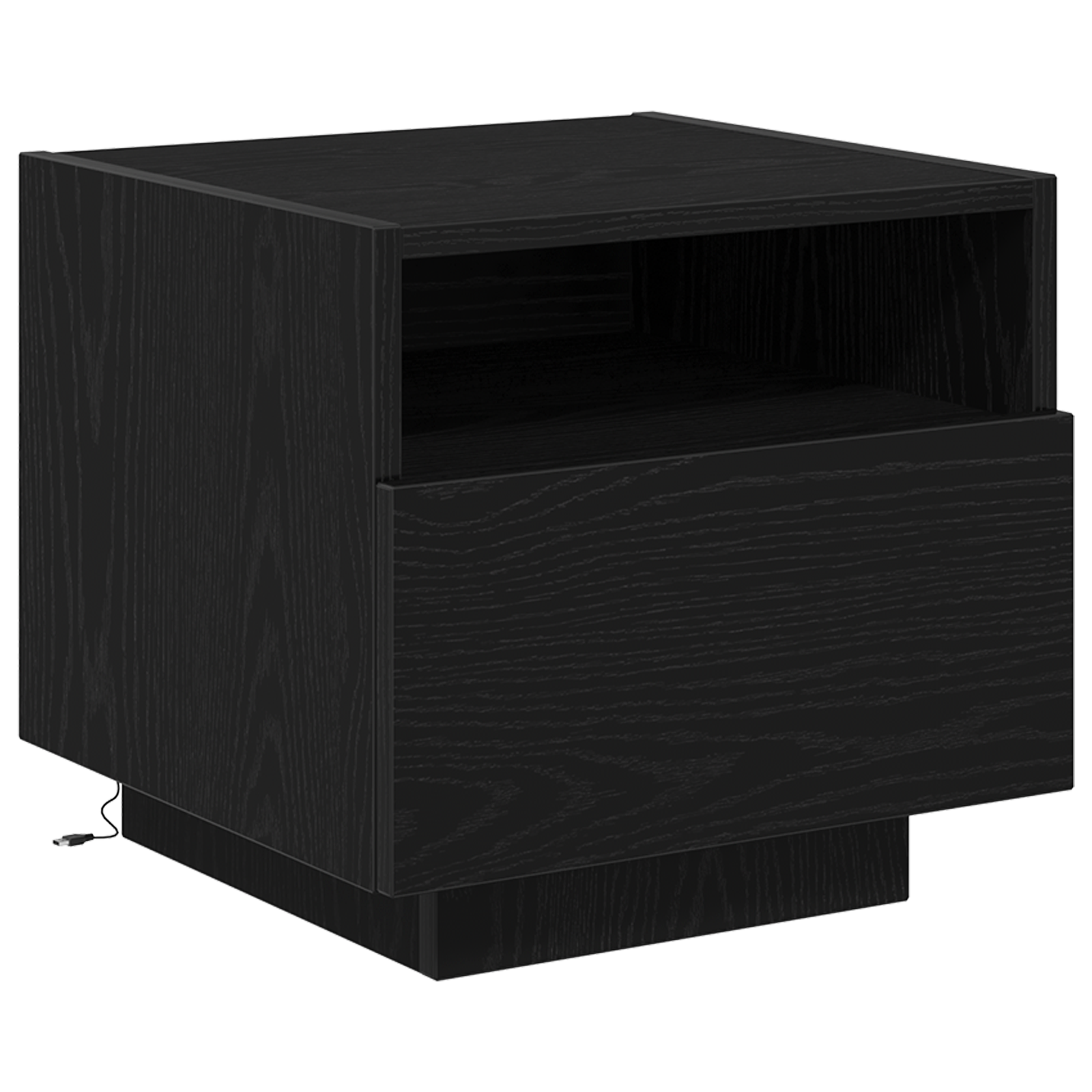 Bedside Cabinet with LED Lights Black Oak 40x39x37 cm - Image 2