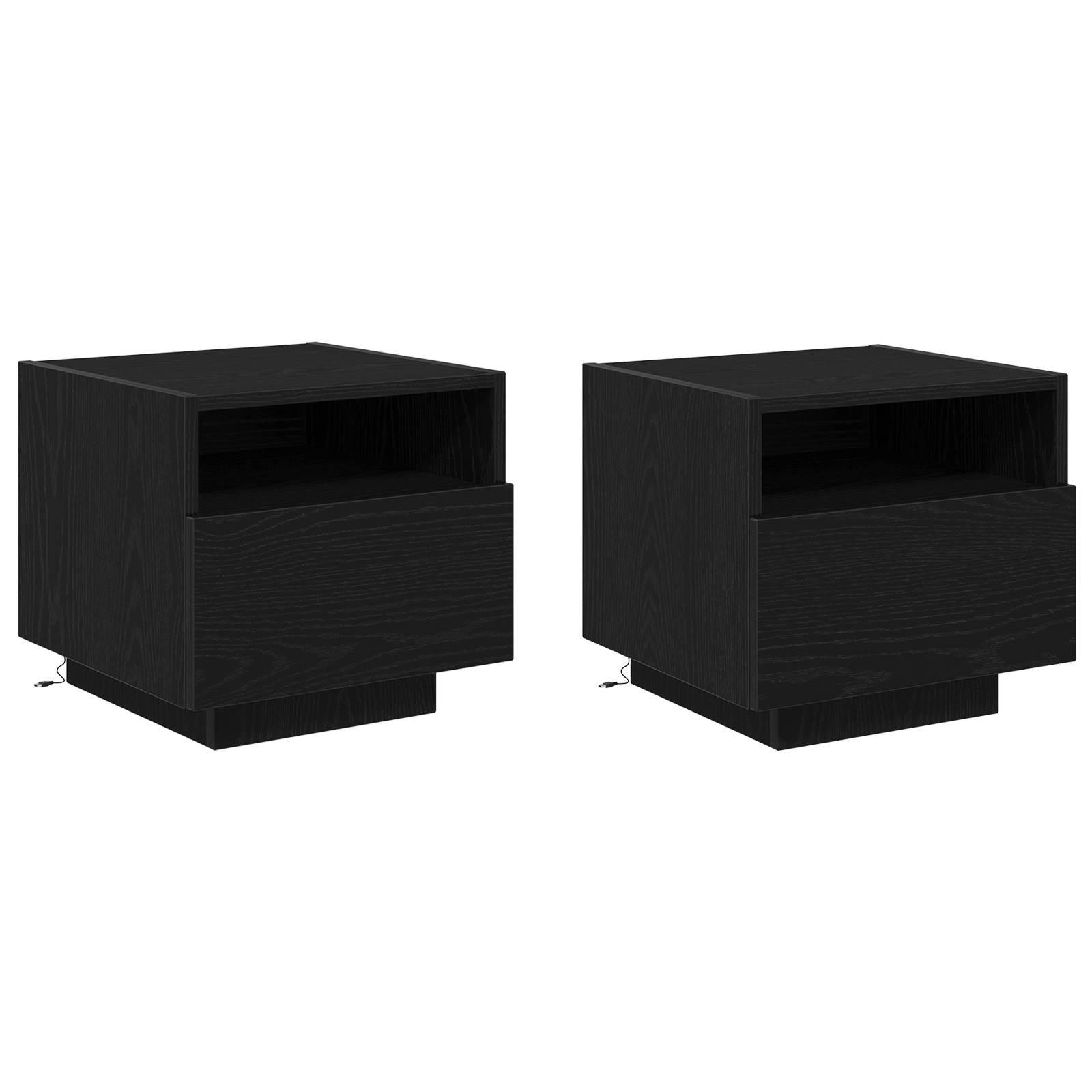 Bedside Cabinets with LED Lights 2 pcs Black Oak 40x39x37 cm - Image 2