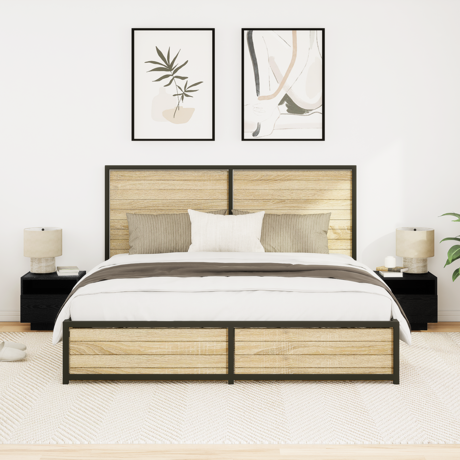 Bedside Cabinets with LED Lights 2 pcs Black Oak 40x39x37 cm - Image 5