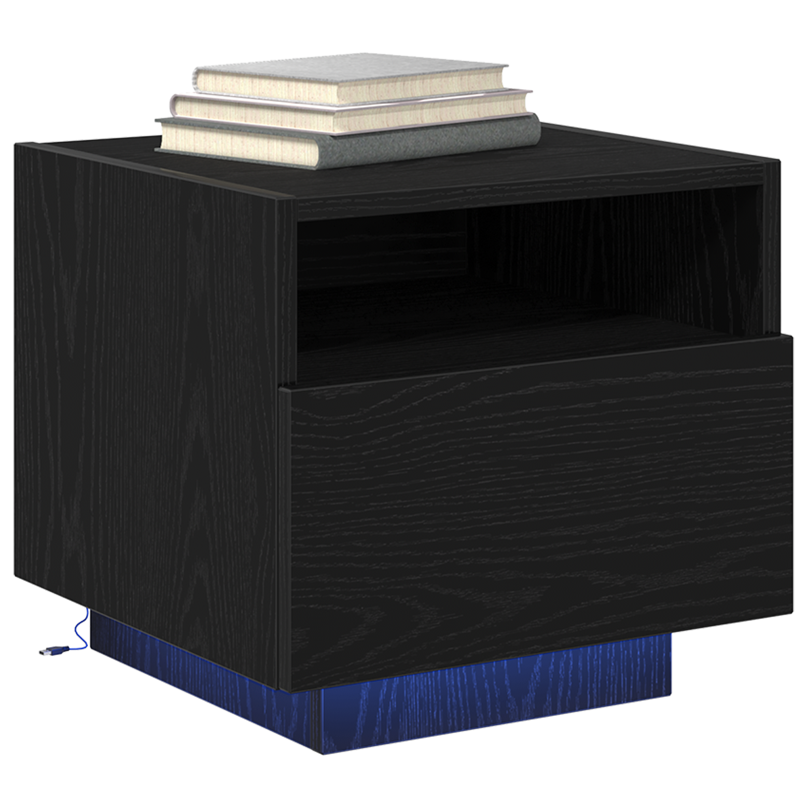 Bedside Cabinets with LED Lights 2 pcs Black Oak 40x39x37 cm - Image 3
