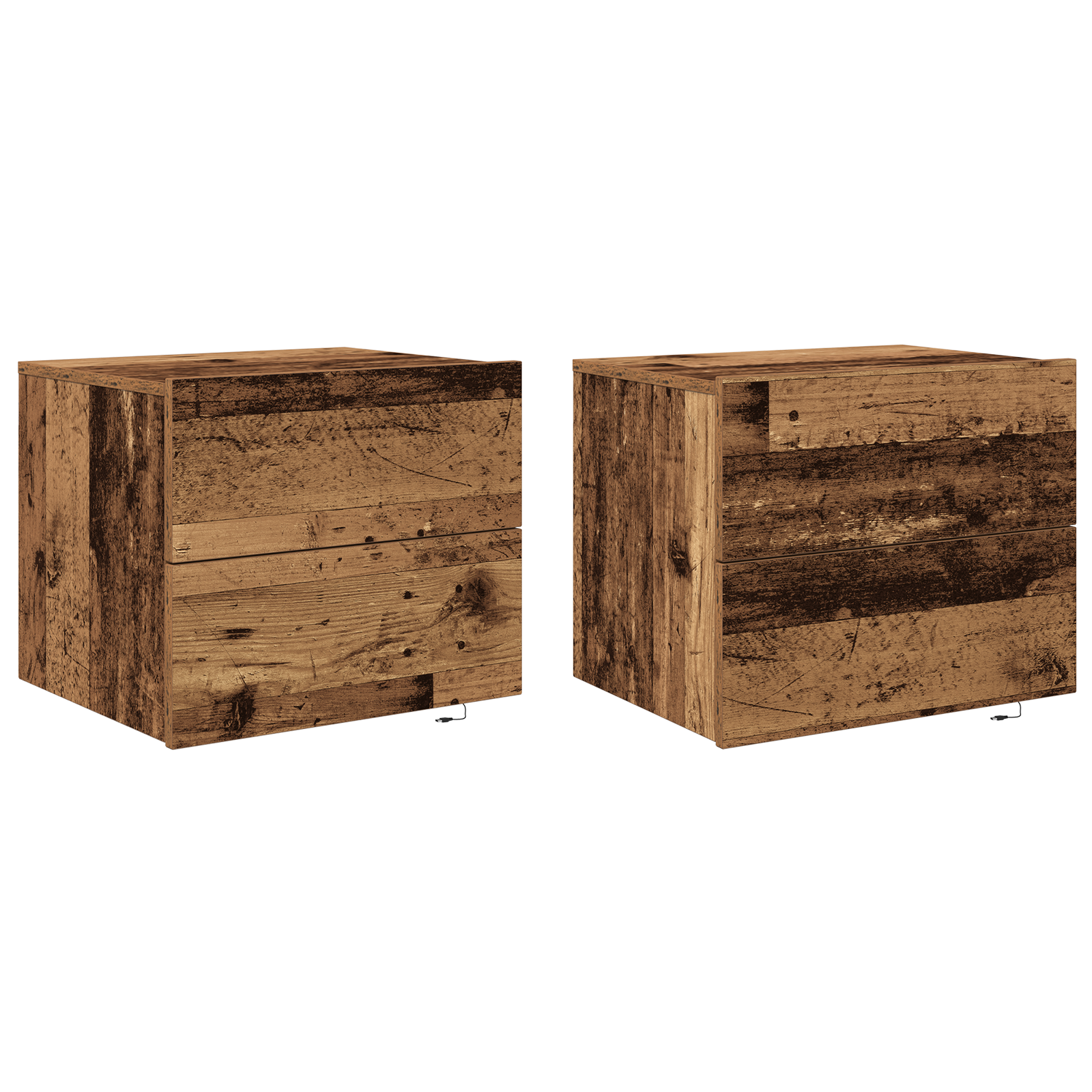 Bedside Cabinets with LED Lights 2 pcs Wall-Mounted Old Wood - Image 2