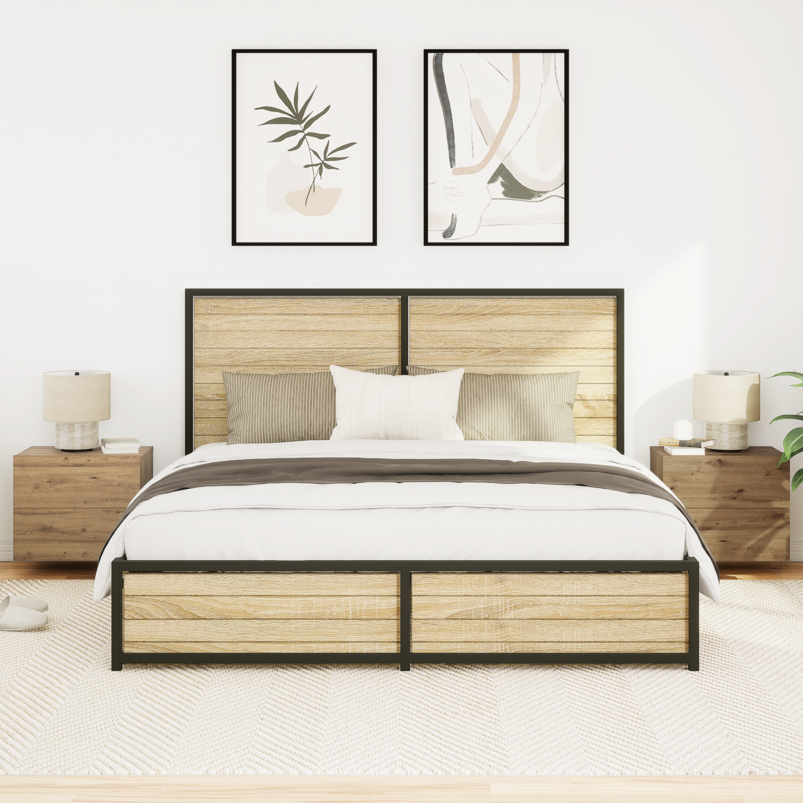 Bedside Cabinets with LED Lights Wall-Mounted 2 pcs Artisan Oak - Image 5