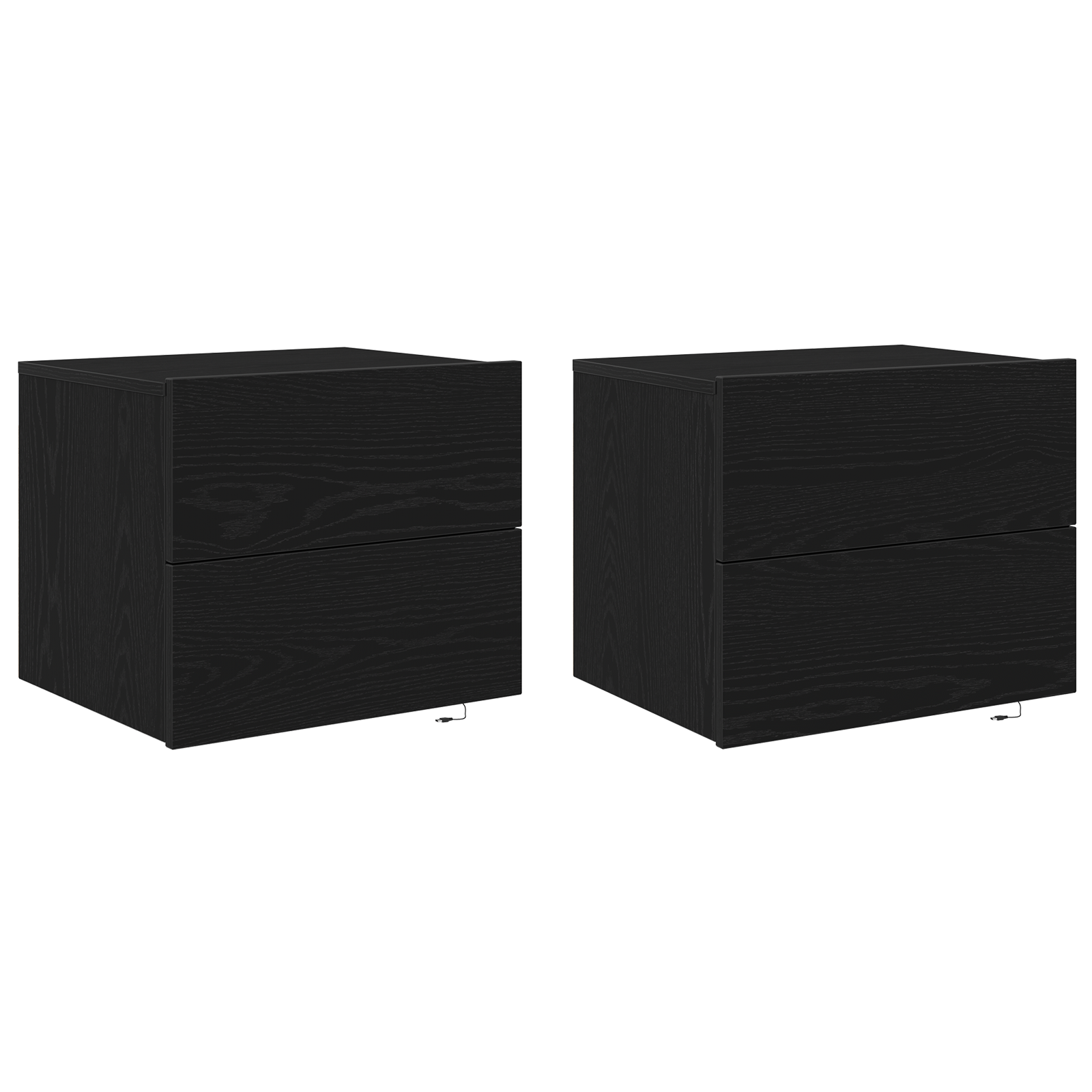 Bedside Cabinets with LED Lights Wall-Mounted 2 pcs Black Oak - Image 2