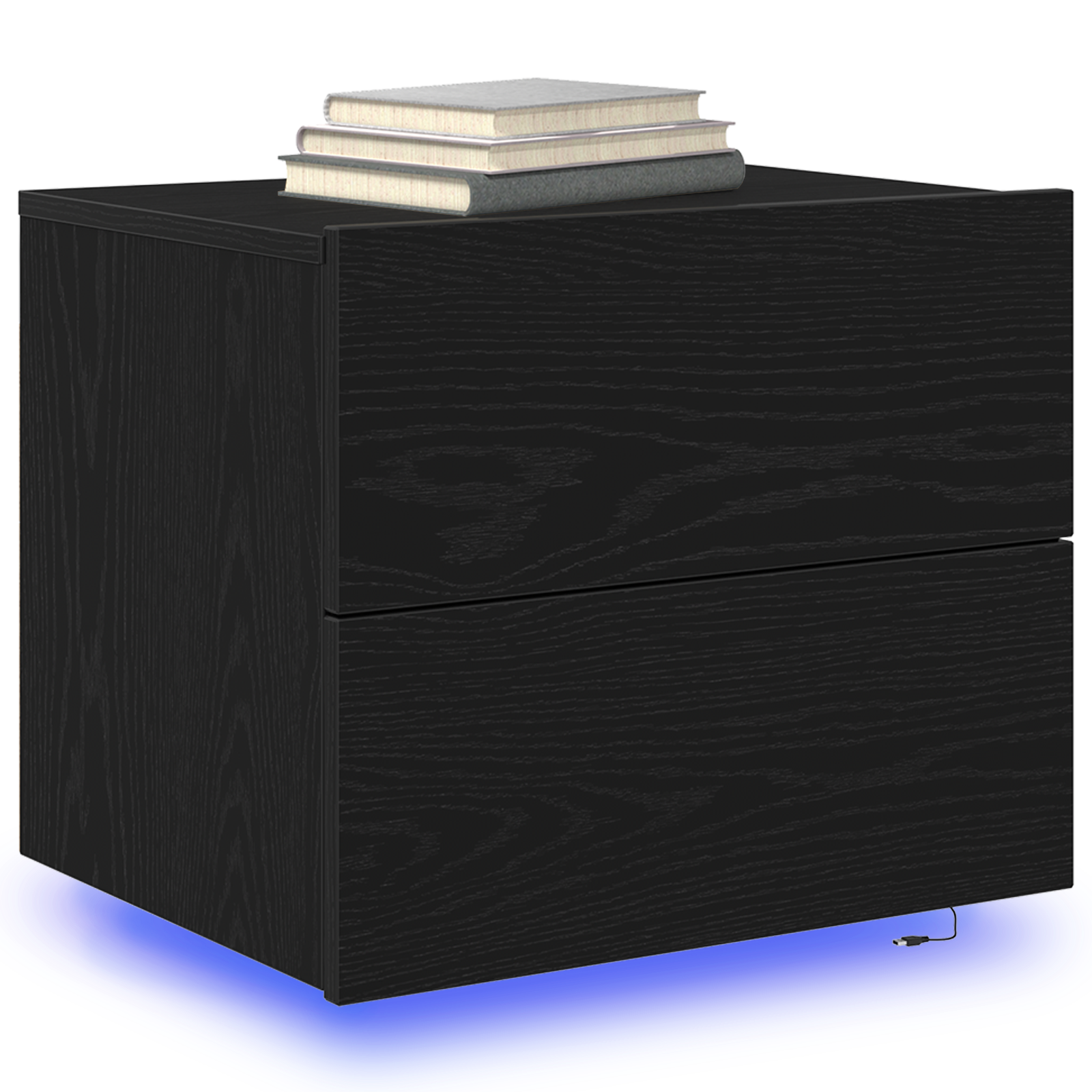 Bedside Cabinets with LED Lights Wall-Mounted 2 pcs Black Oak - Image 3