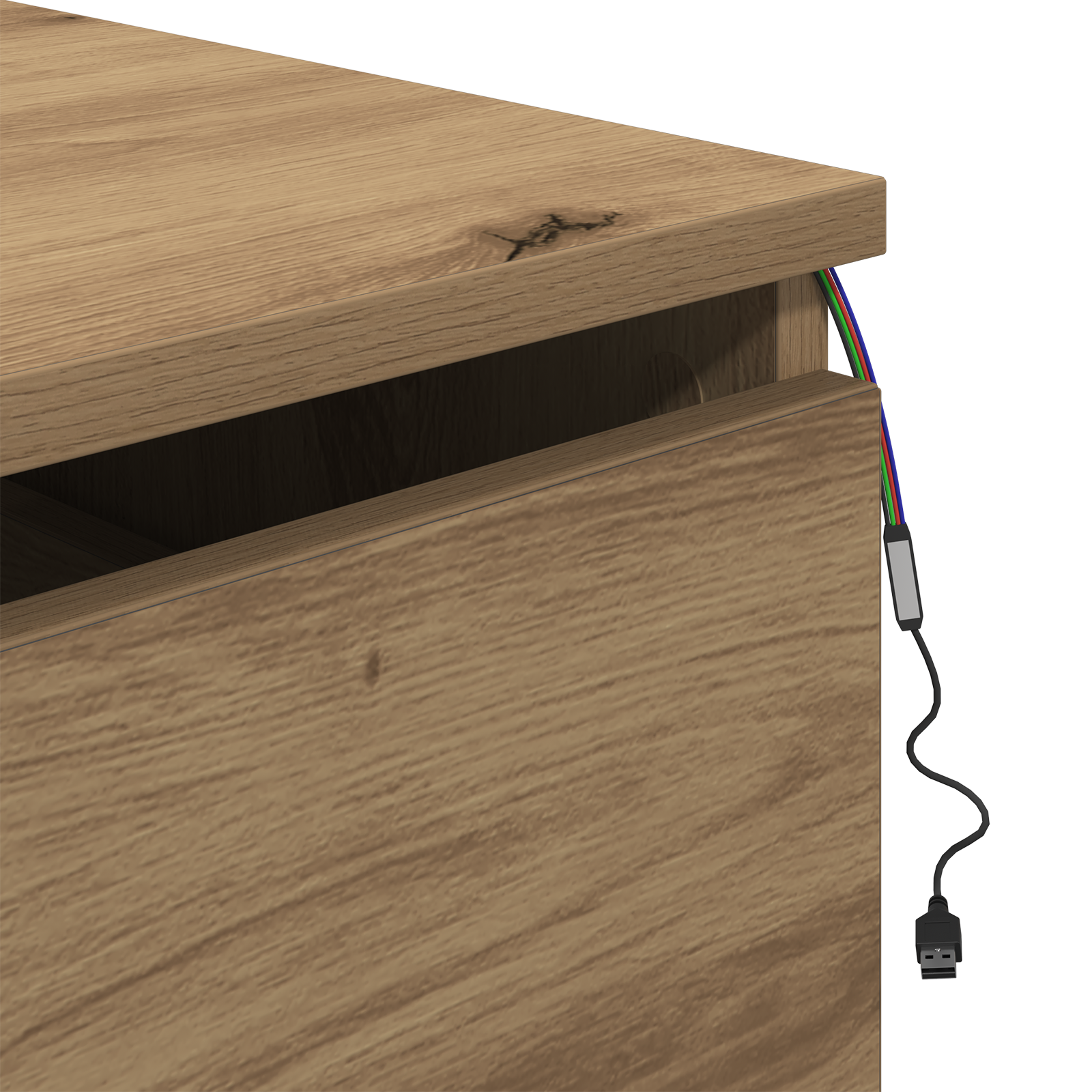 Bedside Cabinet with LED Wall-Mounted Artisan Oak 50x36x30 cm - Image 11