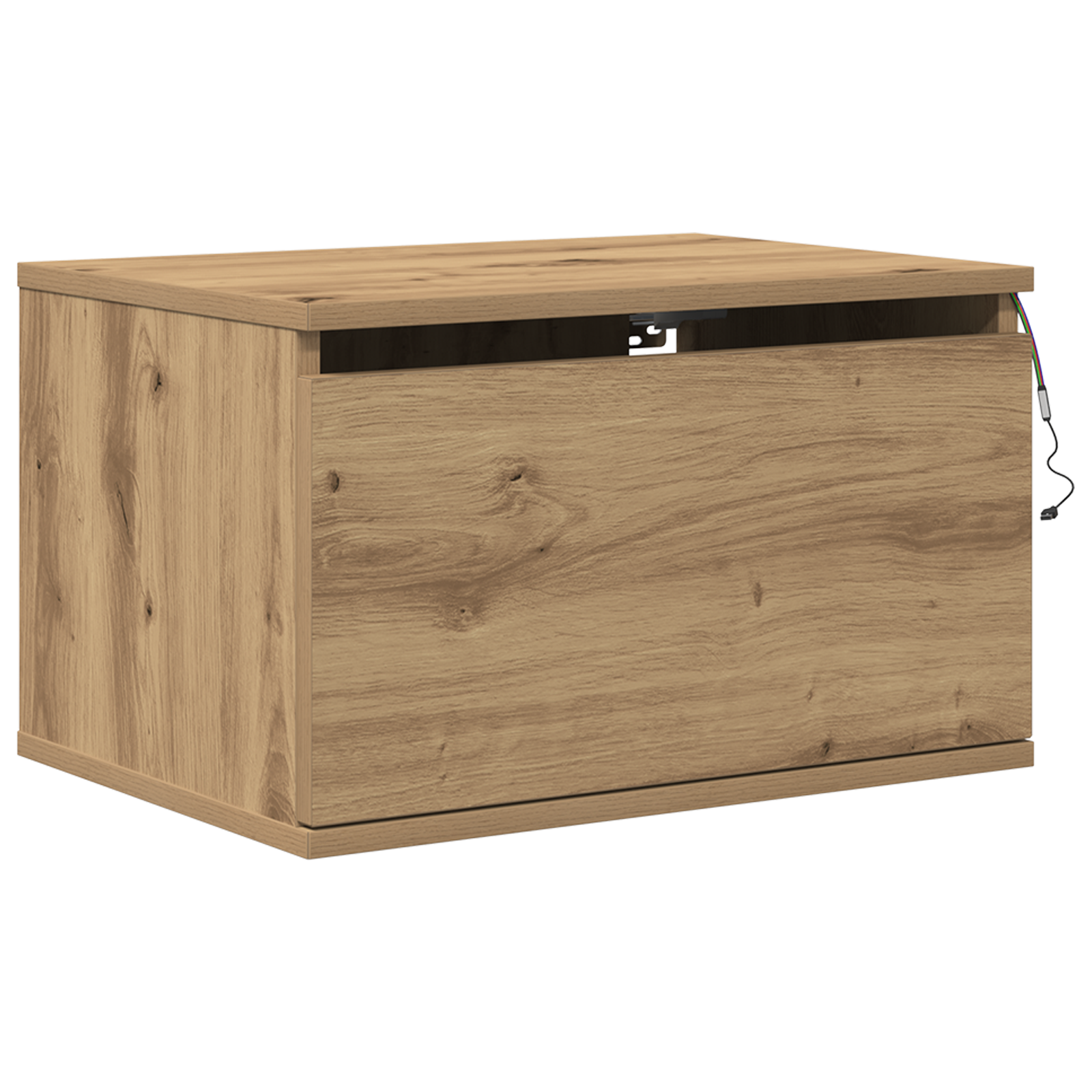 Bedside Cabinet with LED Wall-Mounted Artisan Oak 50x36x30 cm - Image 2