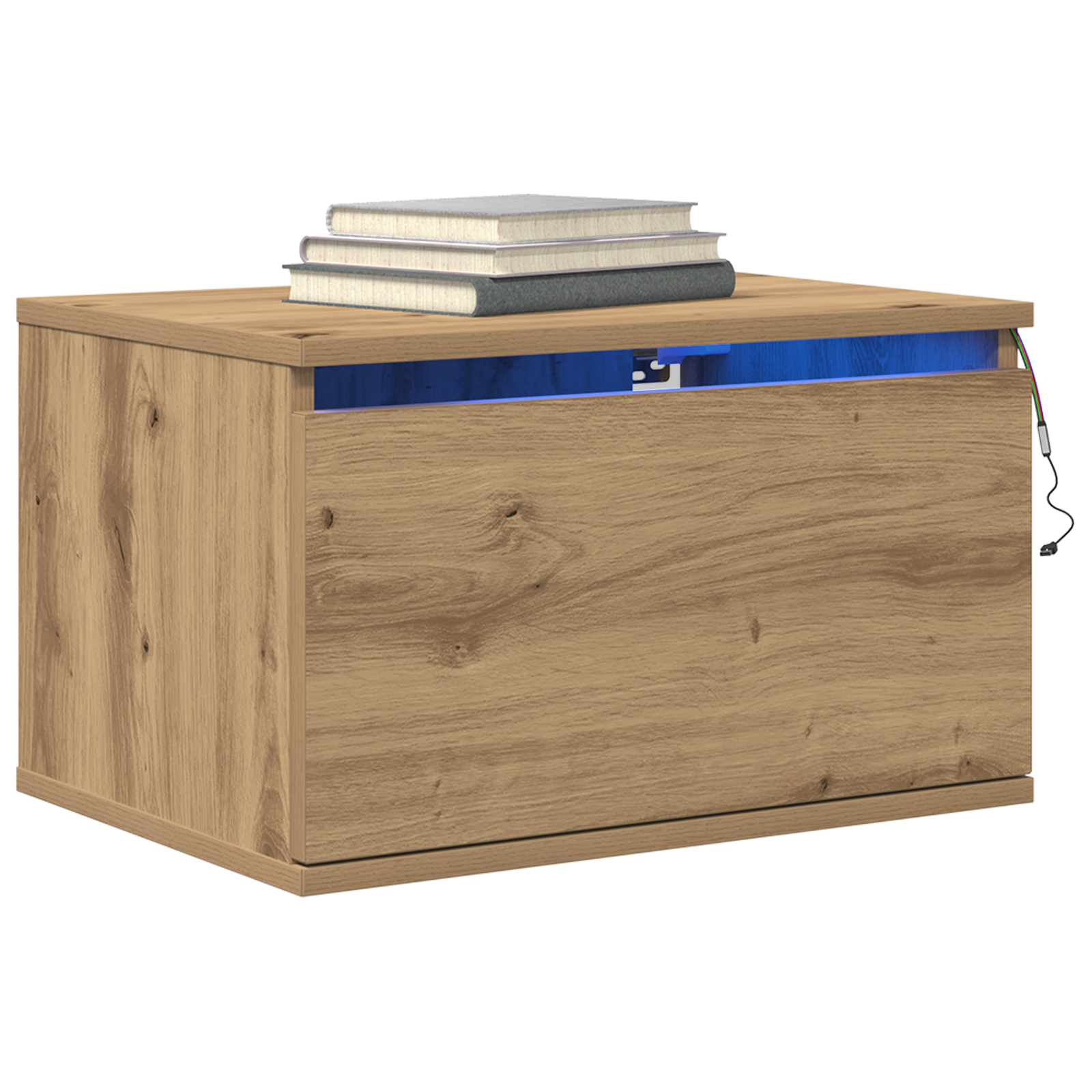 Bedside Cabinet with LED Wall-Mounted Artisan Oak 50x36x30 cm - Image 3