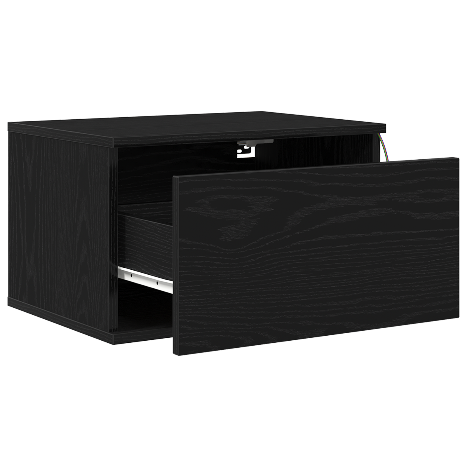 Bedside Cabinet with LED Wall-Mounted Black Oak 50x36x30 cm - Image 5
