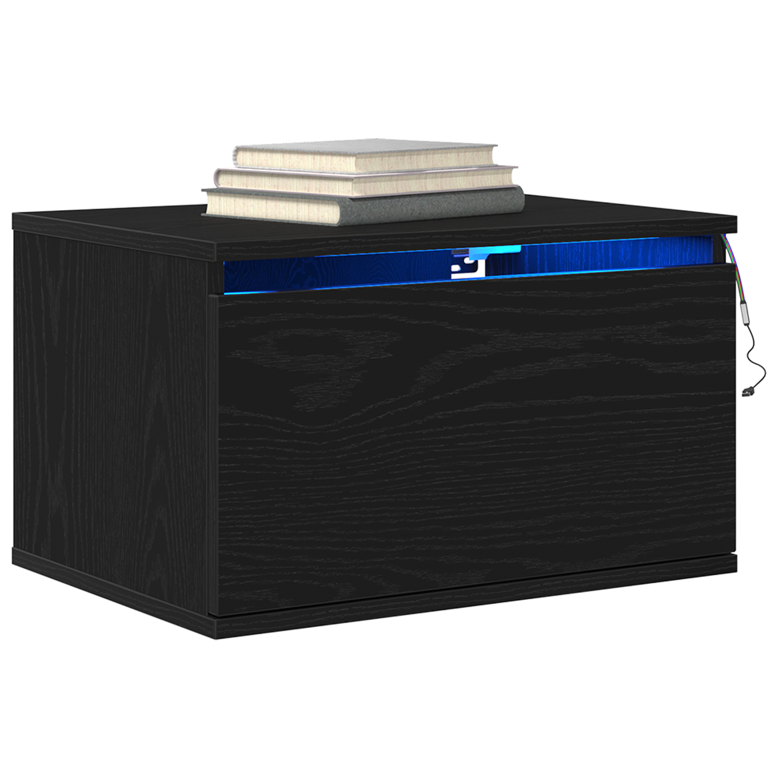 Bedside Cabinets with LED Lights 2 pcs Wall-Mounted Black Oak - Image 3