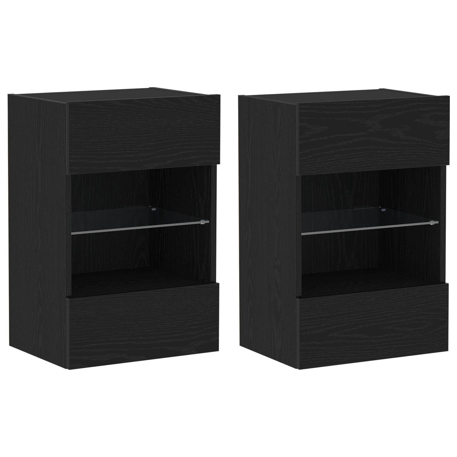 LED TV Cabinet 2 pcs Black Oak 40x30x60,5cm cm Engineered Wood - Image 2