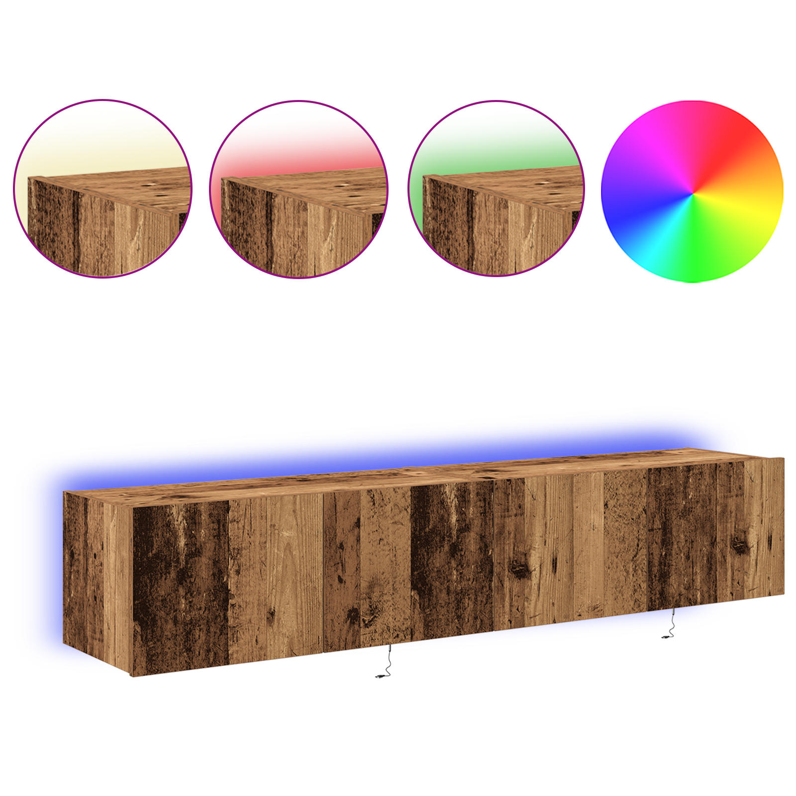 Cabinetes de TV com luzes LED 2 pcs Madeira Antiga 80x35x31 cm - Image 5