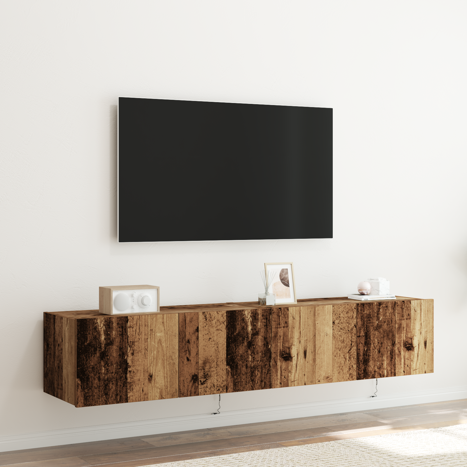 Cabinetes de TV com luzes LED 2 pcs Madeira Antiga 80x35x31 cm