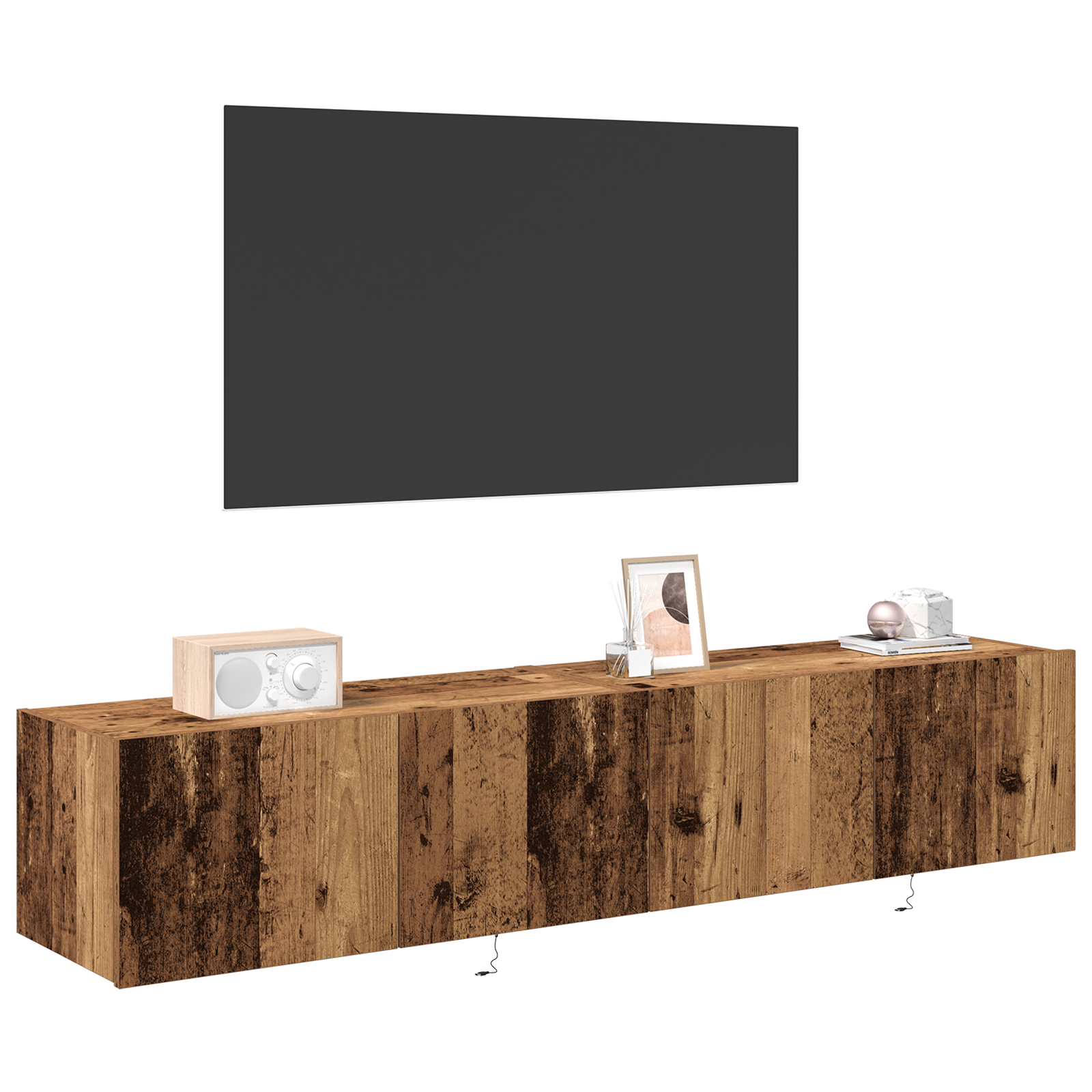 Cabinetes de TV com luzes LED 2 pcs Madeira Antiga 80x35x31 cm - Image 4