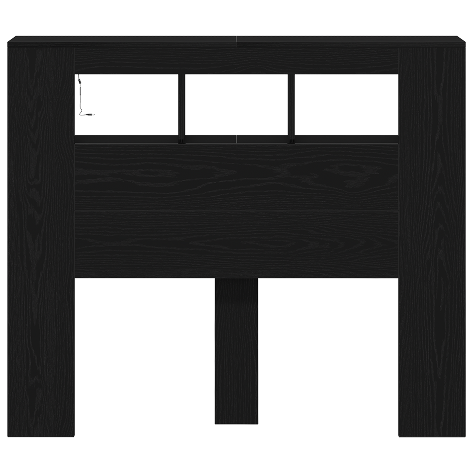 Storage Headboard with LED Lights Black Oak 120x18,5x103,5 cm - Image 6