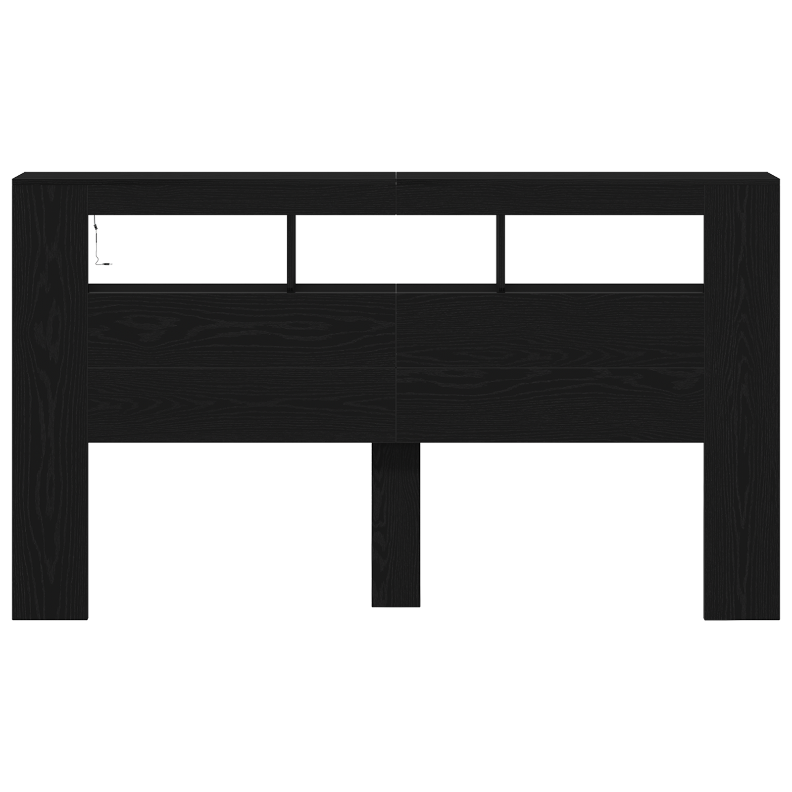 Storage Headboard with LED Lights Black Oak 180x18,5x103,5 cm - Image 6