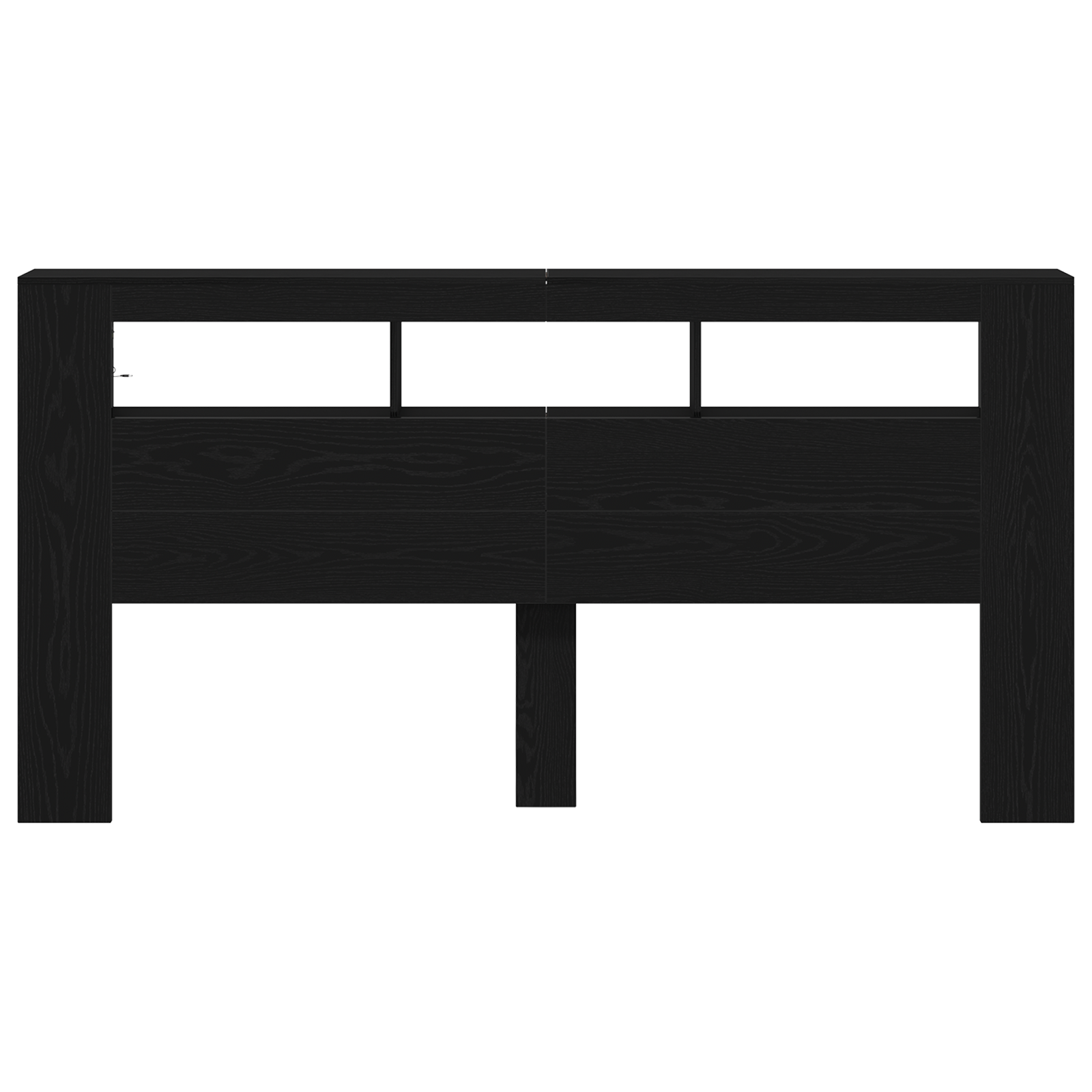 Storage Headboard with LED Lights Black Oak 200x18,5x103,5 cm - Image 6