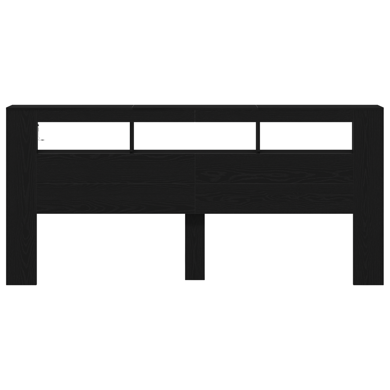 Storage Headboard with LED Lights Black Oak 220x18,5x103,5 cm - Image 6