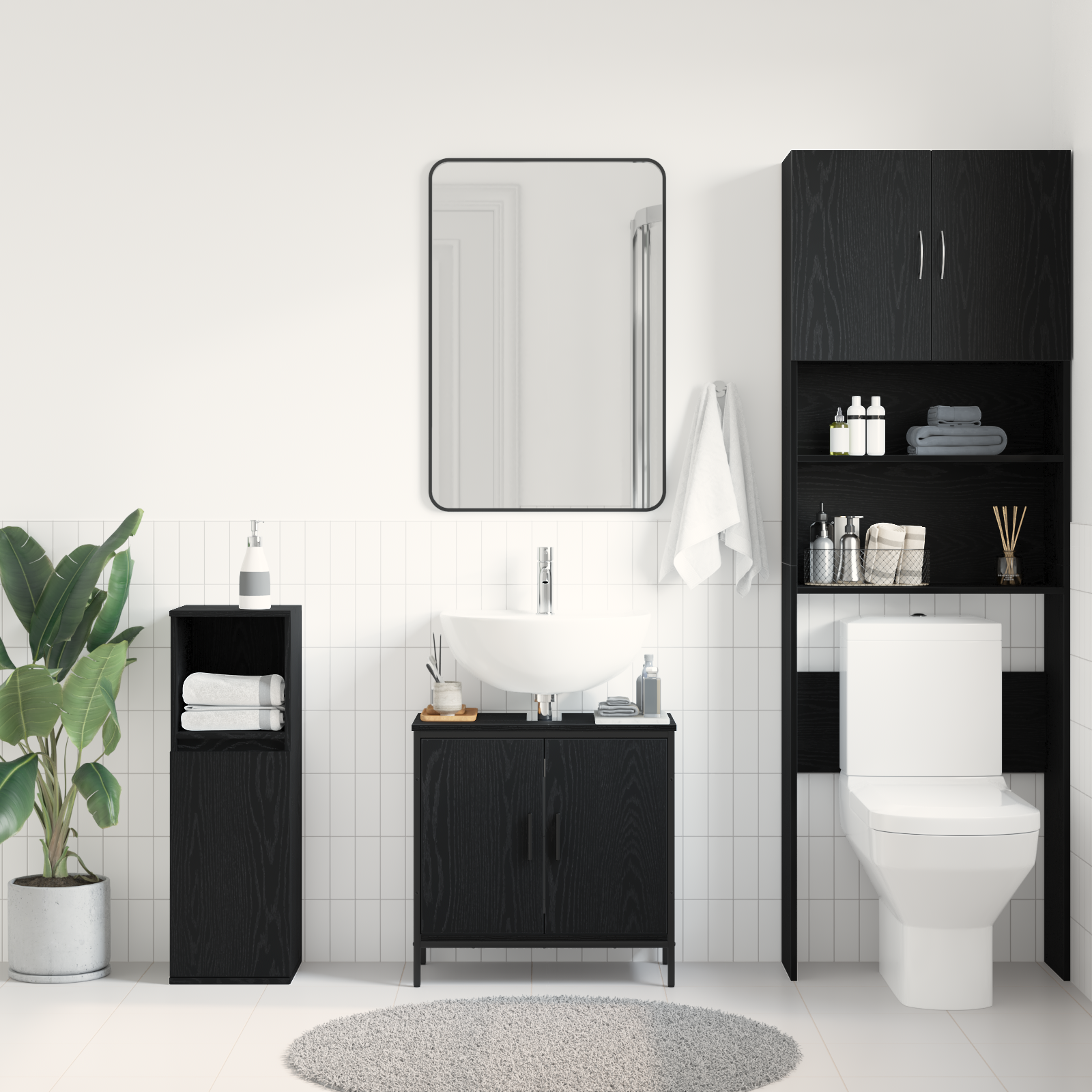 Bathroom Sink Cabinet Black Oak 60x30x60 cm Engineered Wood - Image 4