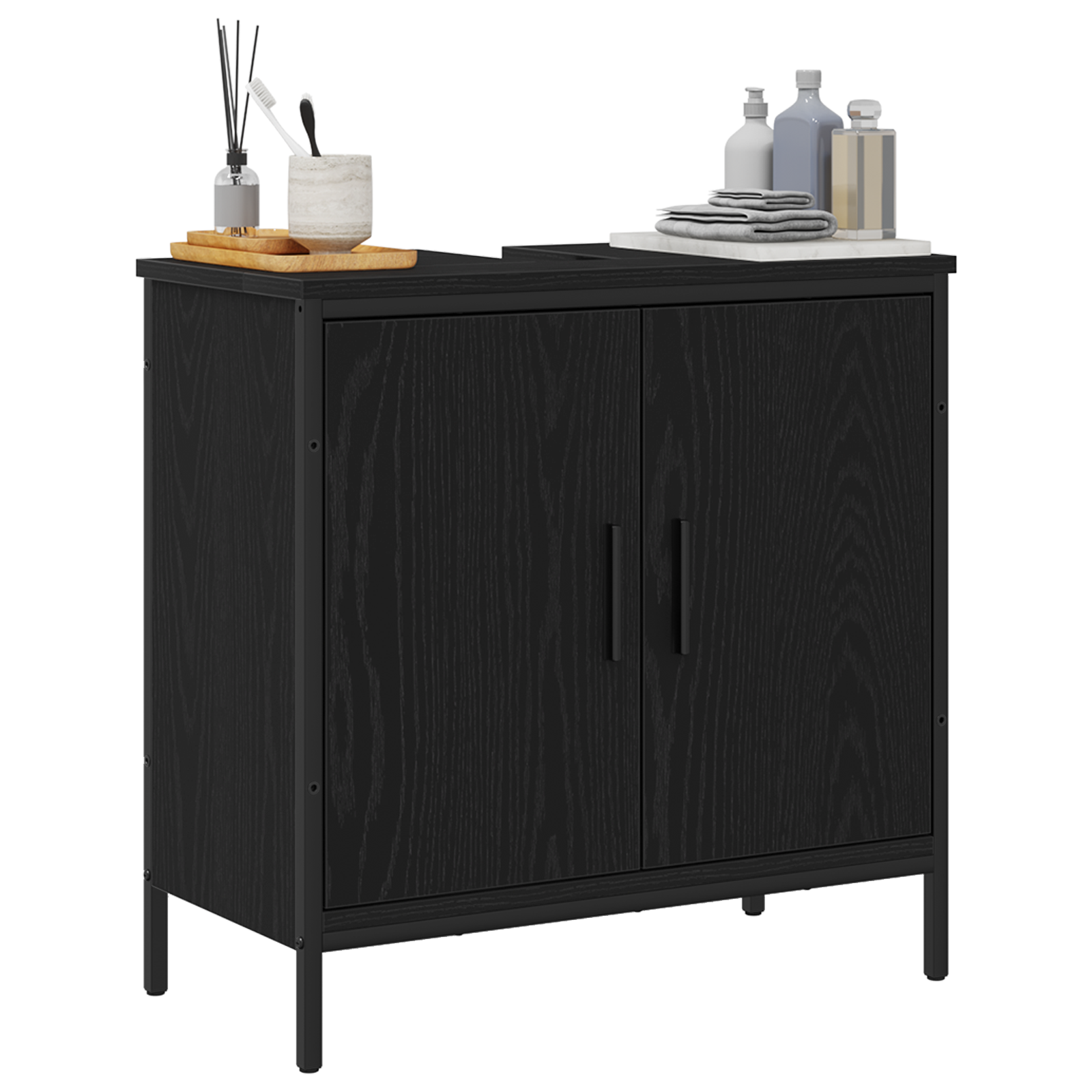 Bathroom Sink Cabinet Black Oak 60x30x60 cm Engineered Wood - Image 3