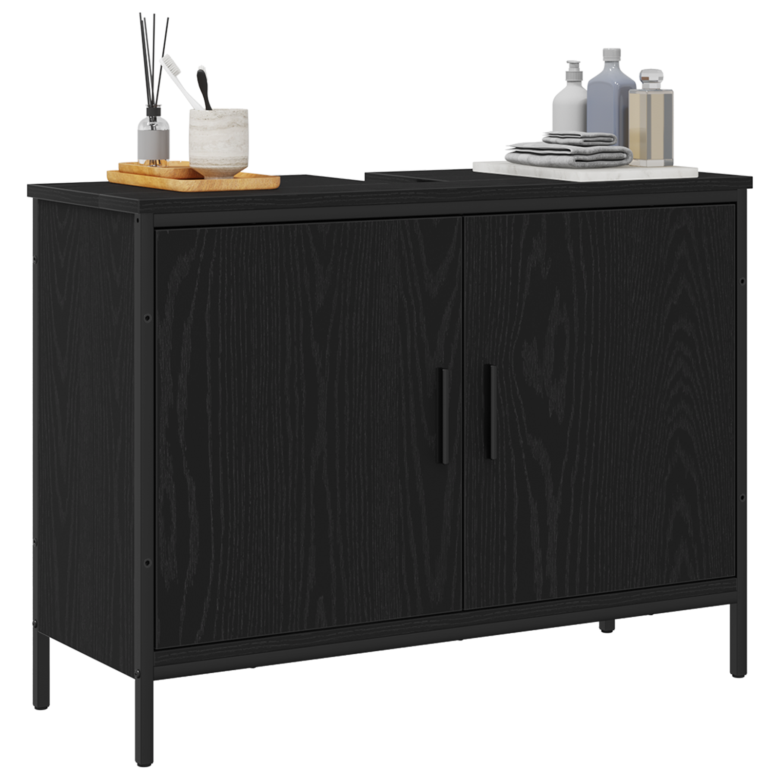 Bathroom Sink Cabinet Black Oak 80x30x60 cm Engineered Wood - Image 3