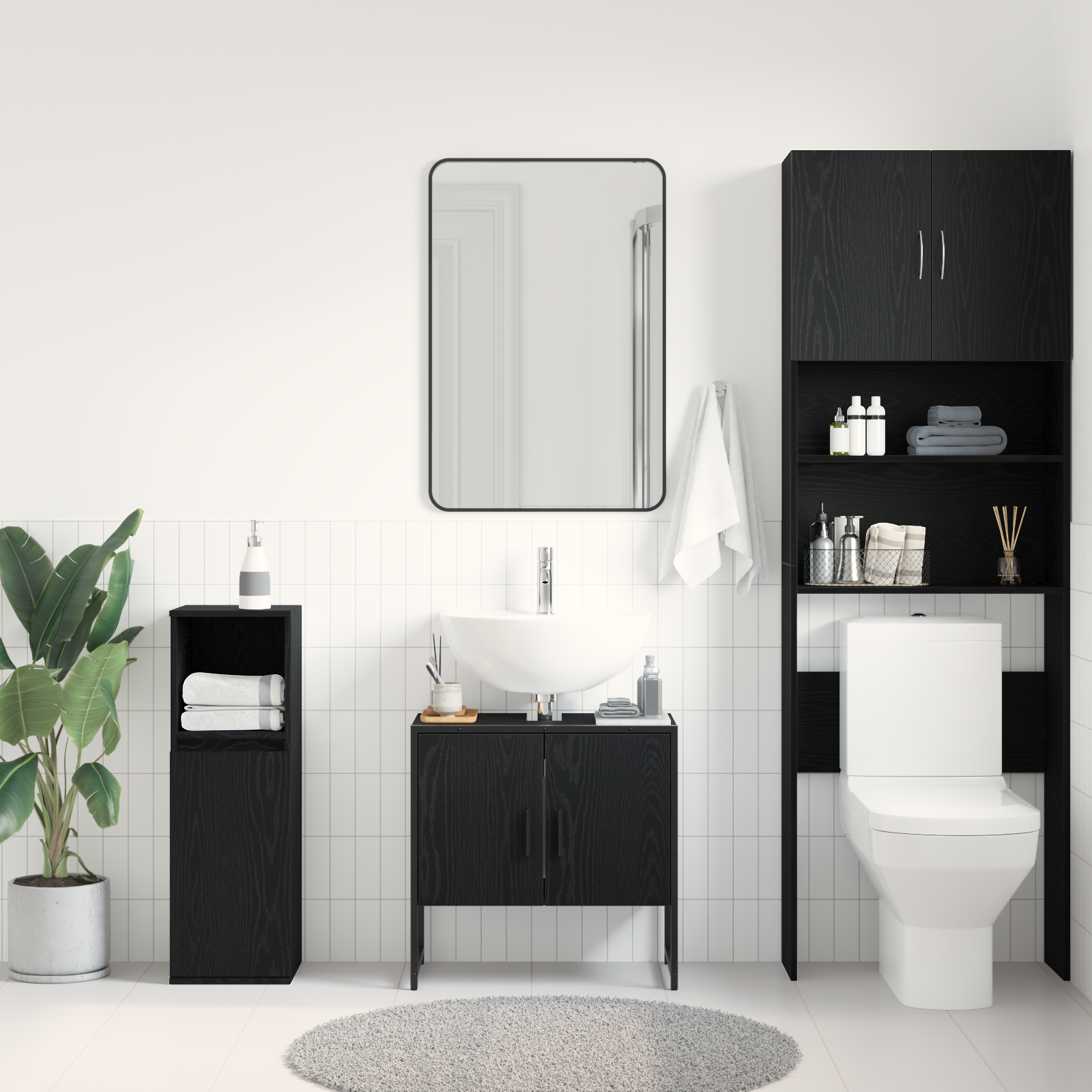 Bathroom Sink Cabinet Black Oak 60x33x60 cm Engineered Wood - Image 4