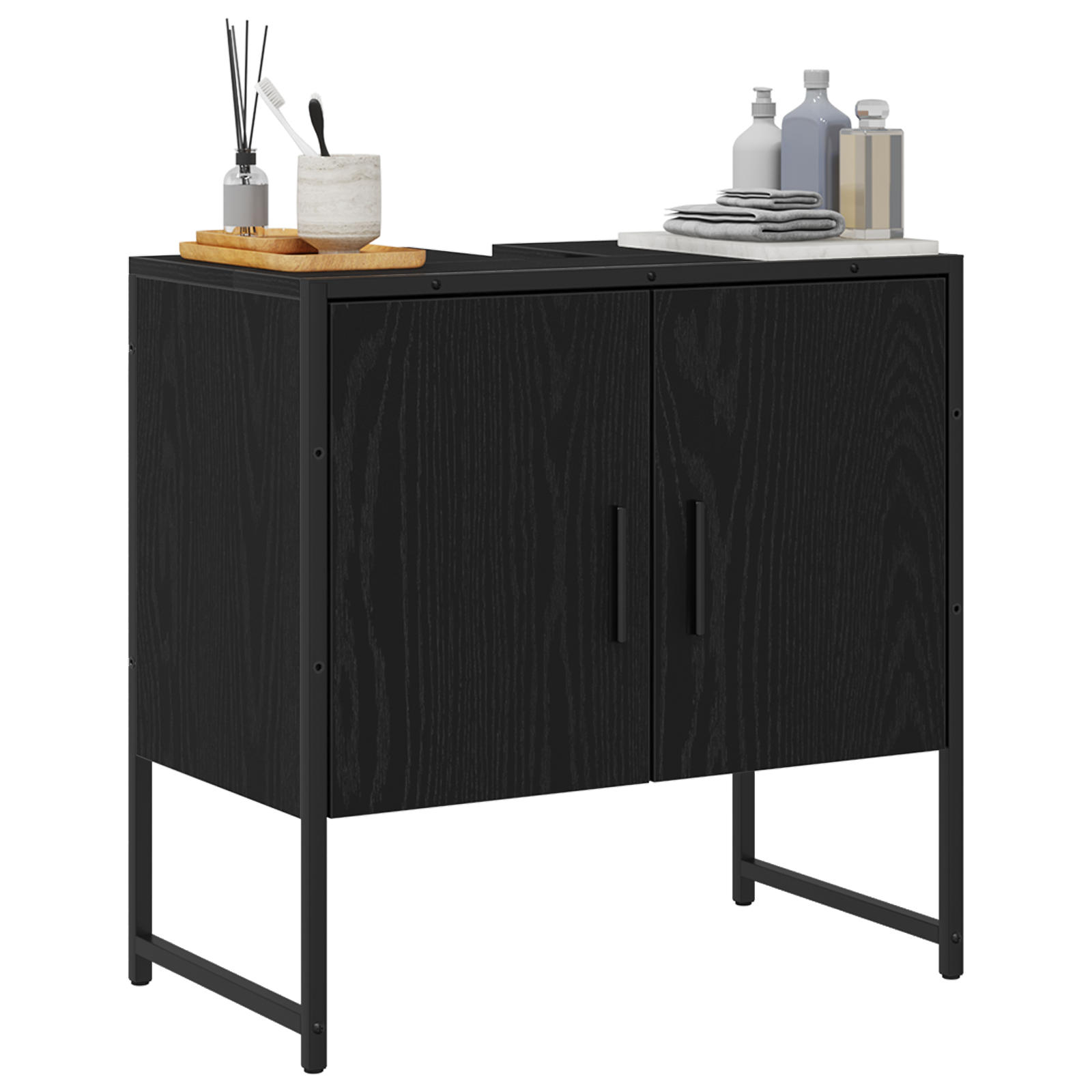 Thumbnail - vidaXL Waschbeckenunterschrank Schwarz Eiche 60x33x60 cm Holzwerkstoff