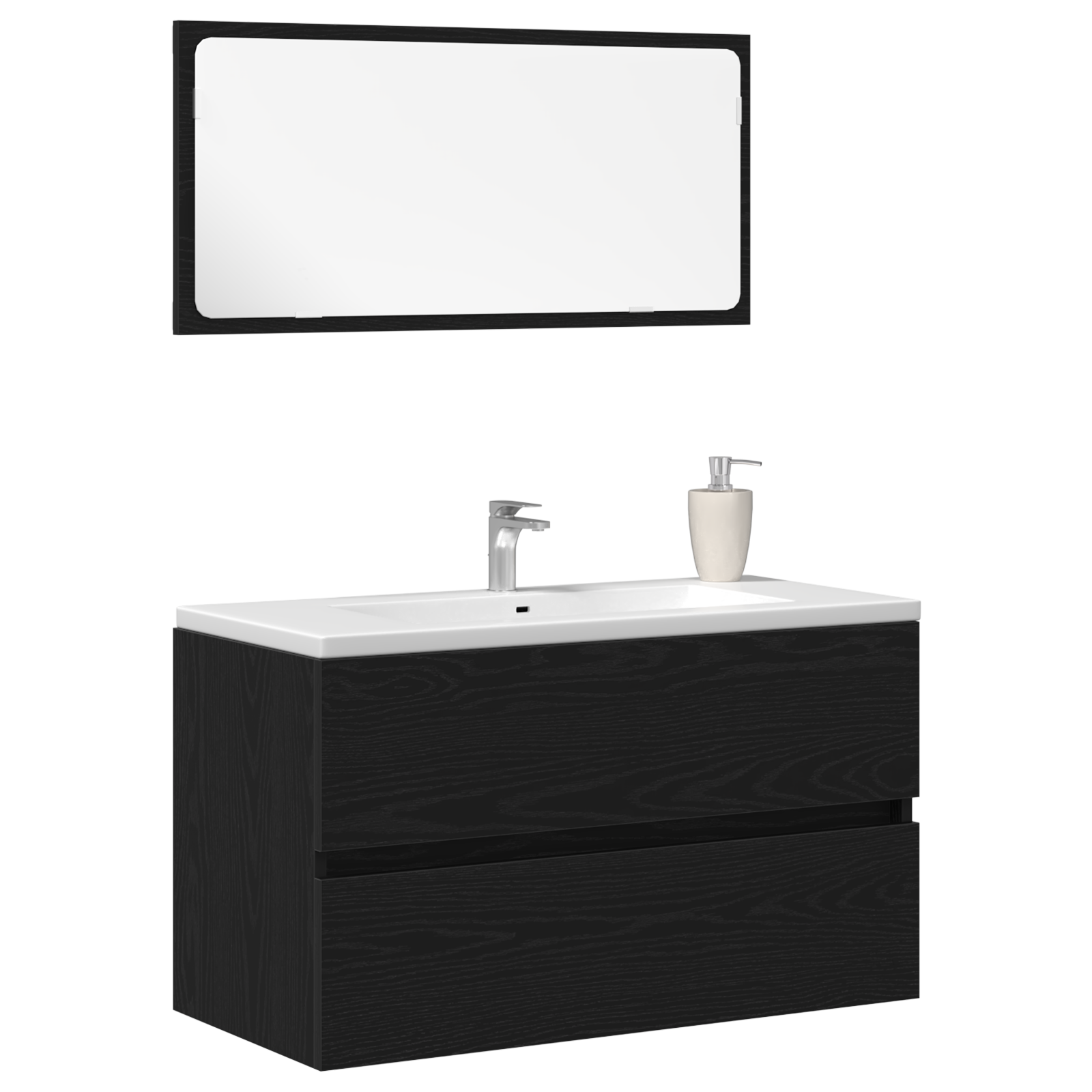 2 Piece Bathroom Furniture Set Black Oak Engineered Wood - Image 3