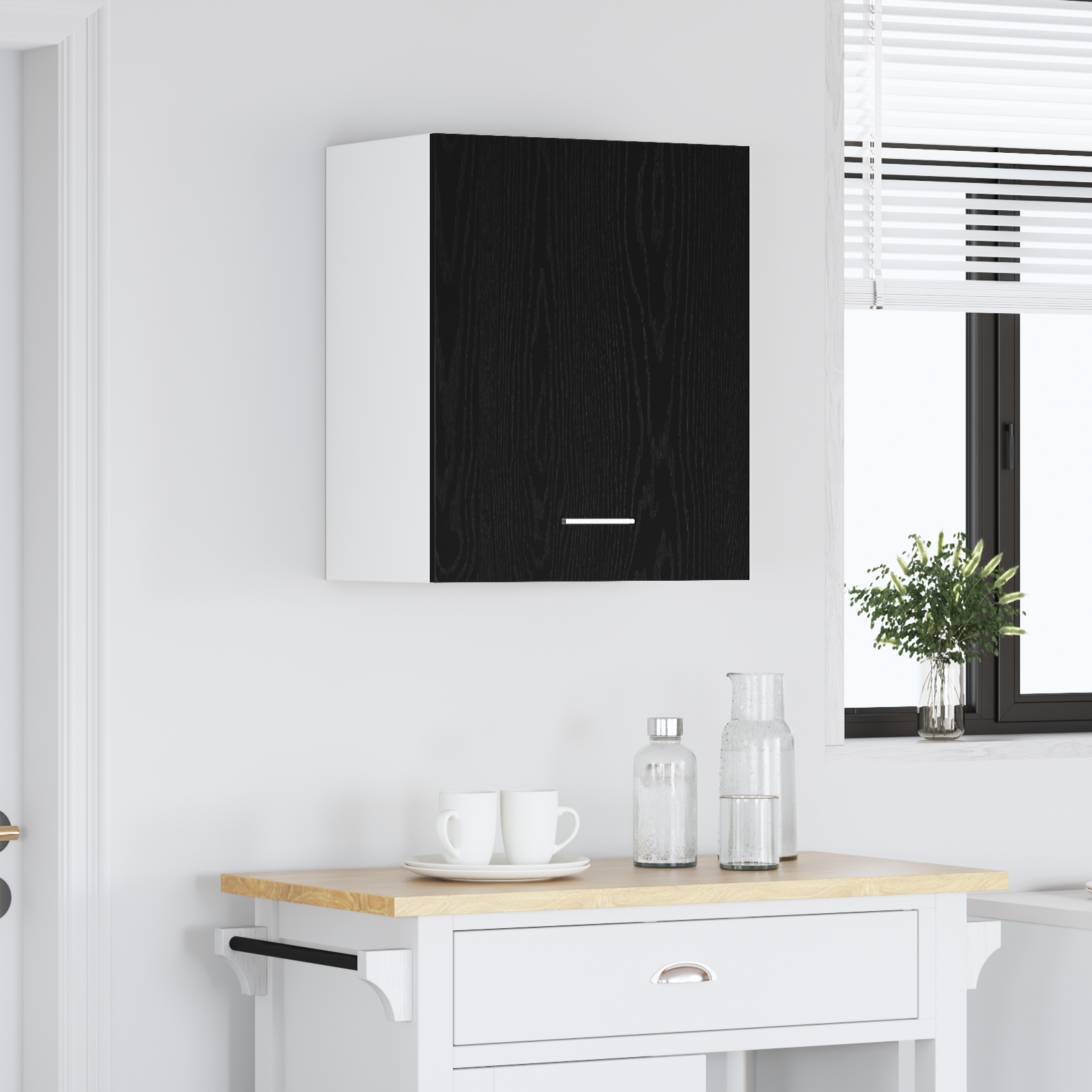 Black Oak Hanging Cabinet 50x31x60 cm Made from Engineered Wood - Image 4