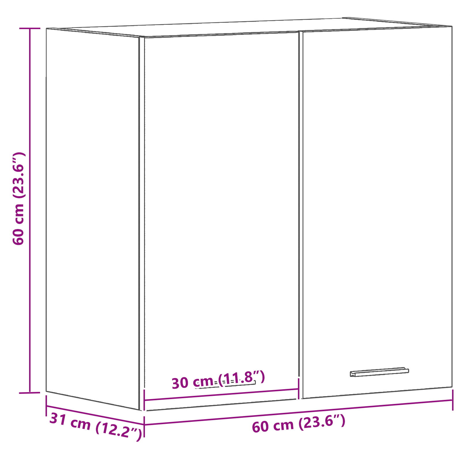 Black Oak Hanging Cabinet 60x31x60 cm Made of Engineered Wood - Image 11