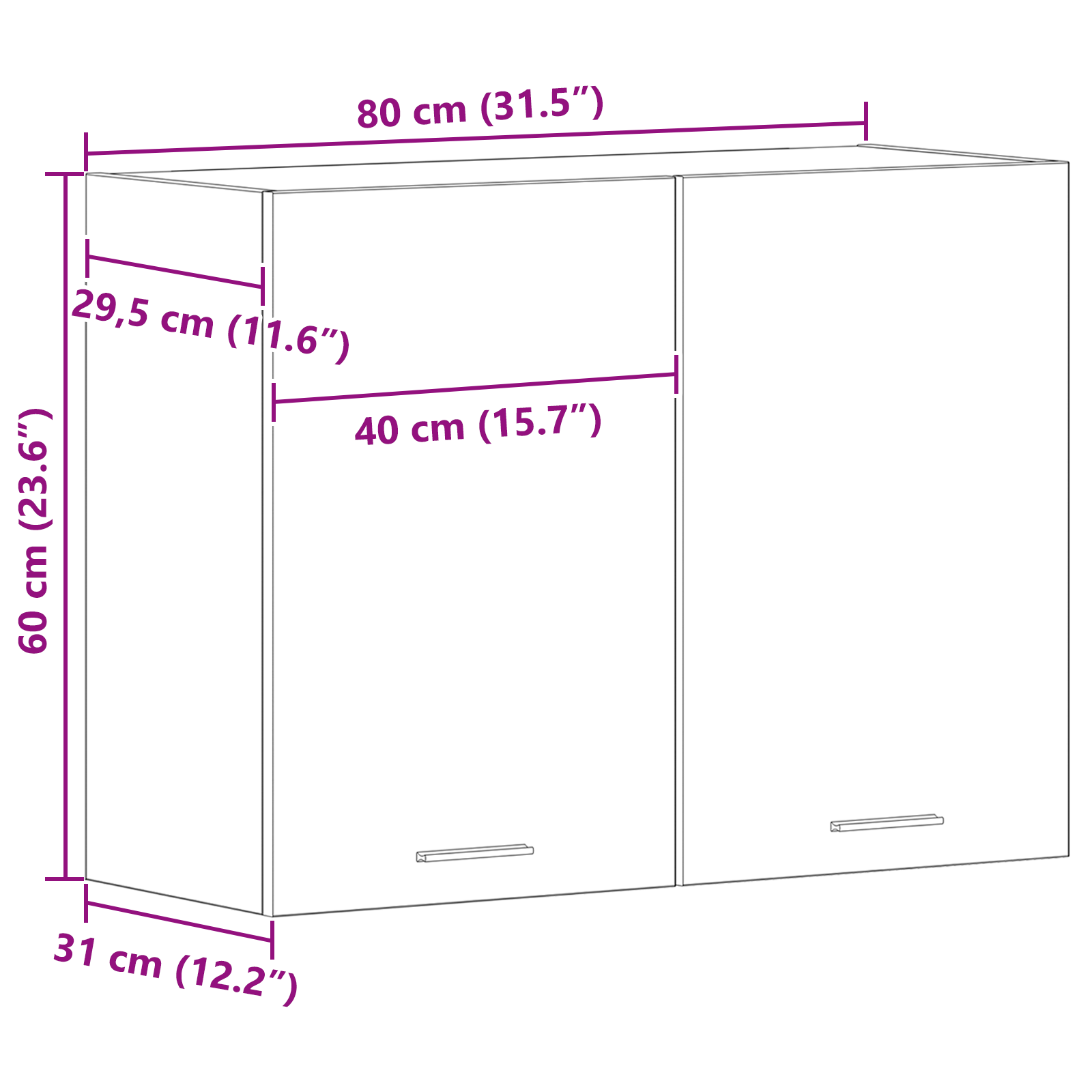 Black Oak Hanging Cabinet - 80x31x60 cm - Made of Engineered Wood - Image 11
