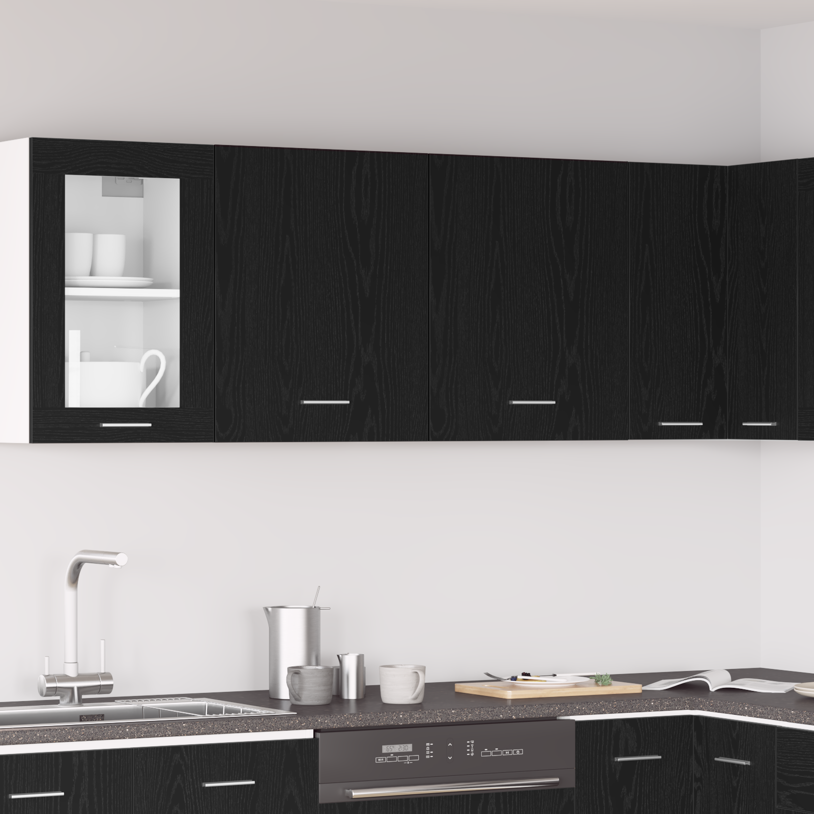 Hanging Cabinets - 2 Pack - Black Oak, 100x31x60 cm - Made from Engineered Wood