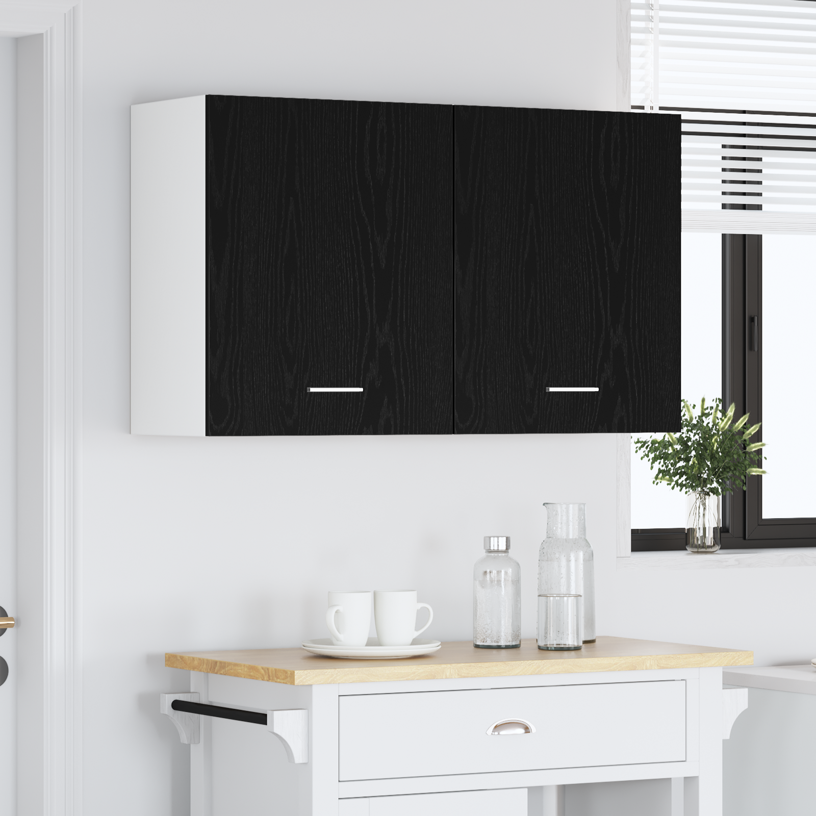 Hanging Cabinets - 2 Pack - Black Oak, 100x31x60 cm - Made from Engineered Wood - Image 4