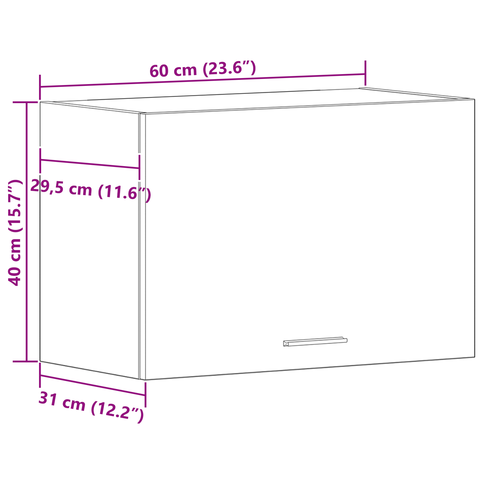 Hanging Cabinet in Black Oak - 60x31x60 cm, Made from Engineered Wood - Image 11