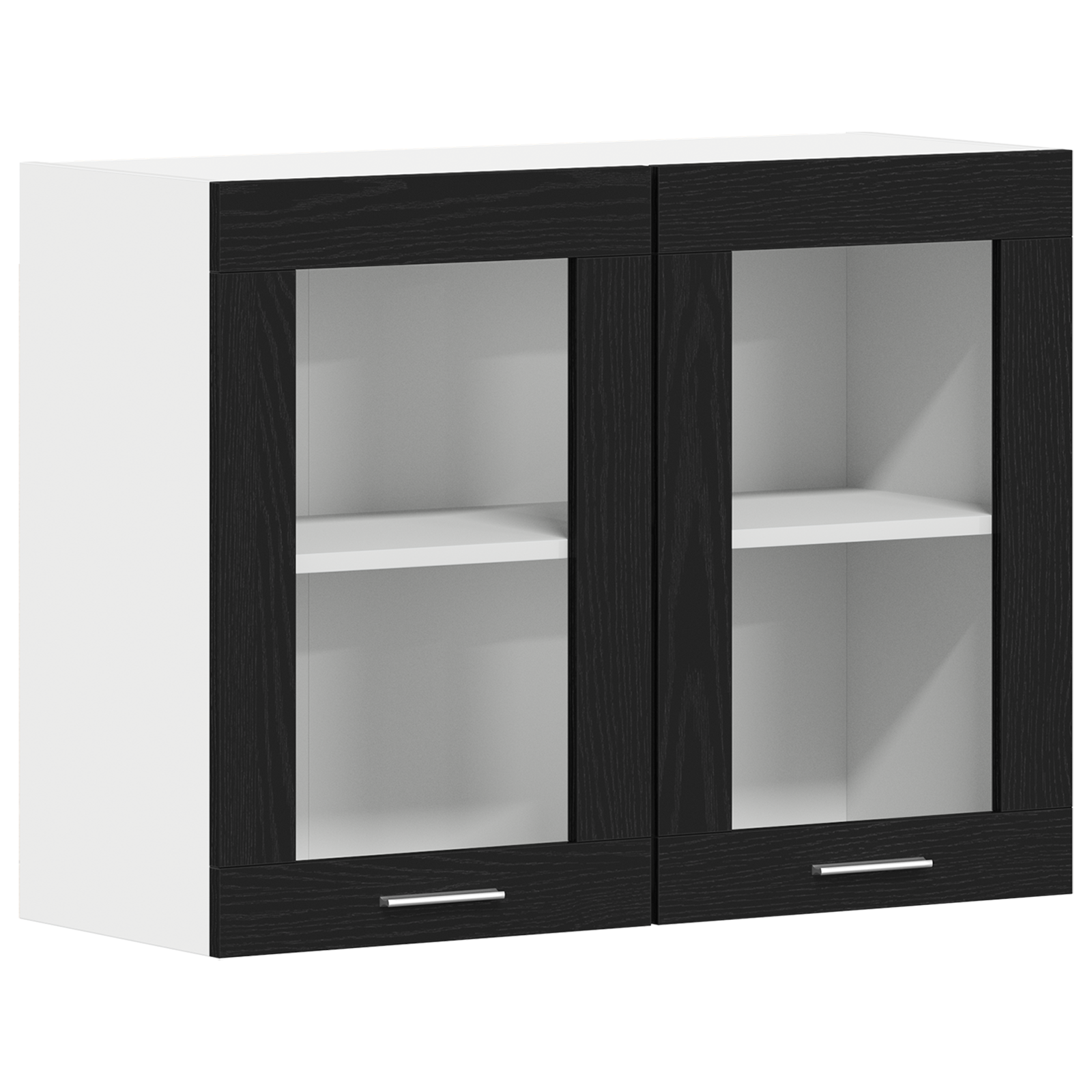 Black Oak Hanging Glass Cabinet 80x31x60 cm Made from Engineered Wood - Image 2