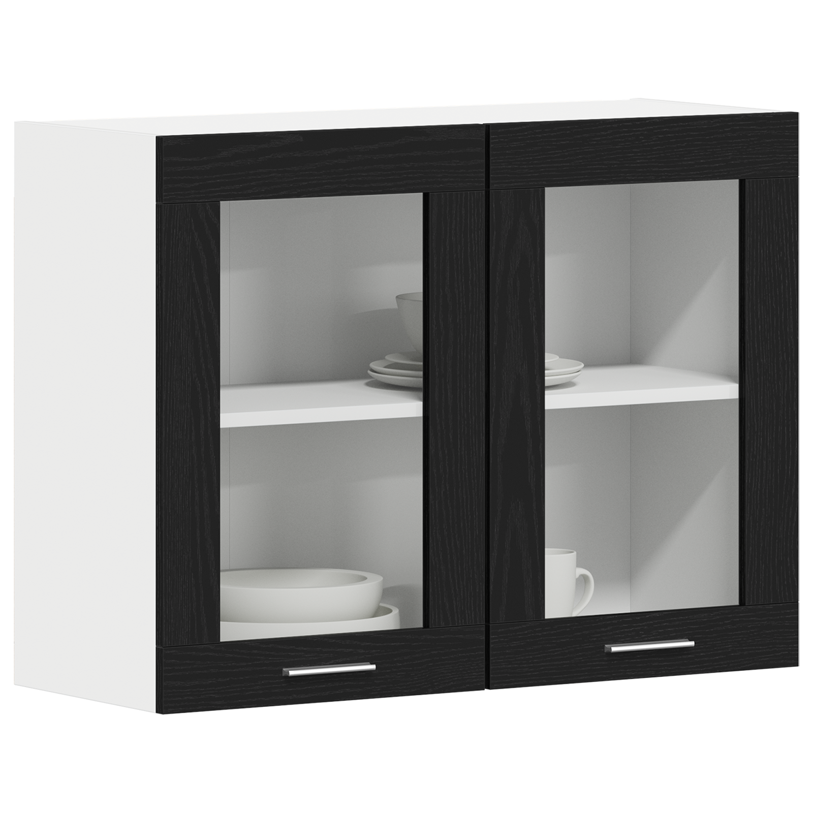 Black Oak Hanging Glass Cabinet 80x31x60 cm Made from Engineered Wood - Image 3