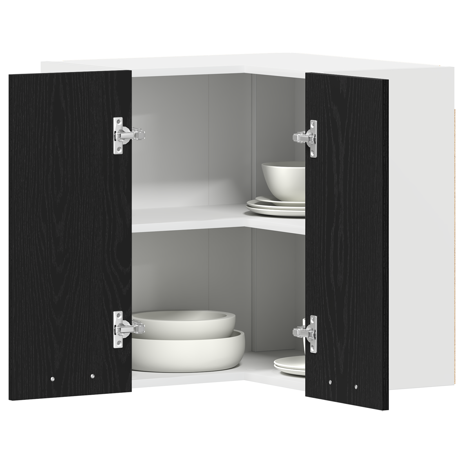 Hanging Corner Cabinet - Black Oak - 57x57x60 cm - Made from Engineered Wood - Image 3