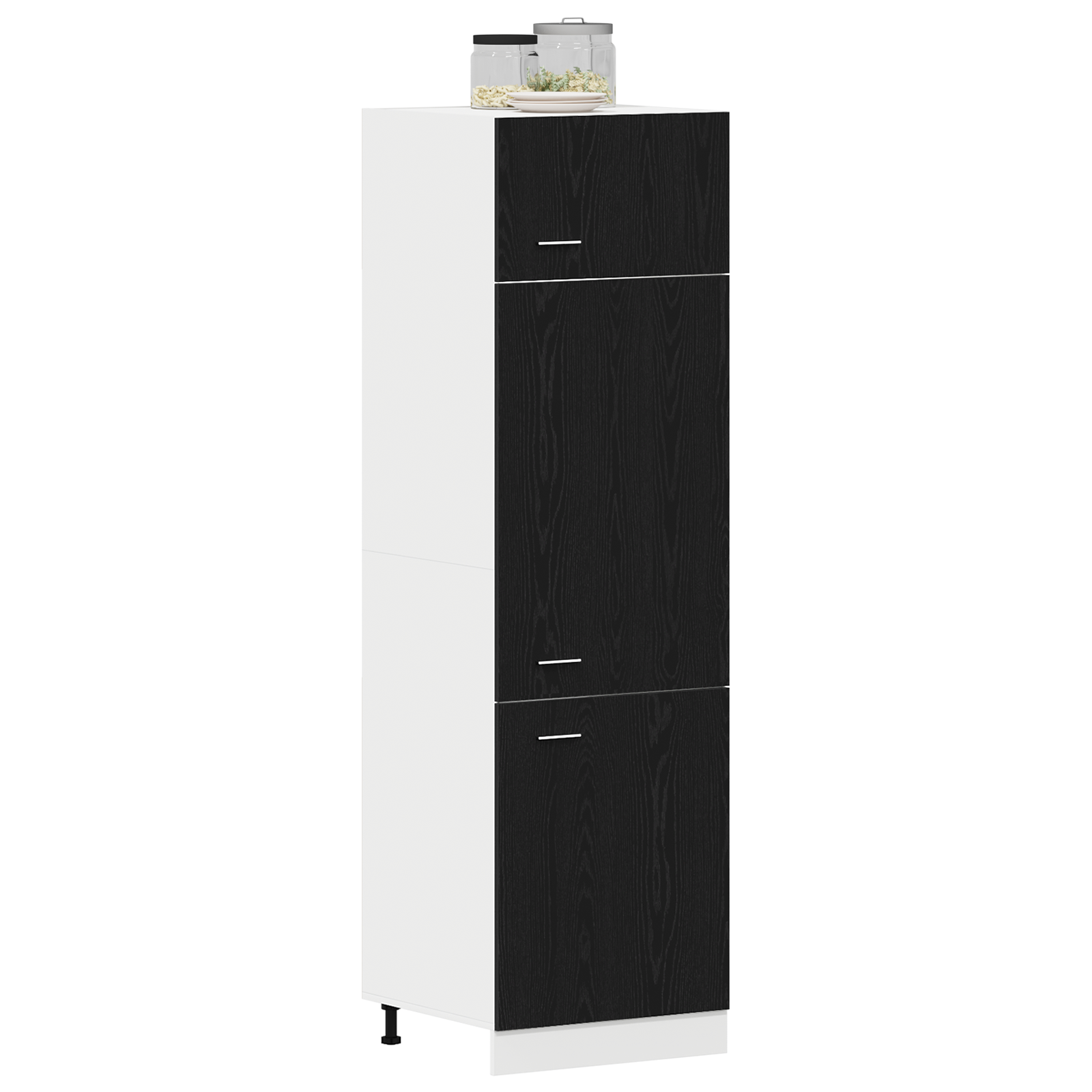 Fridge Cabinet in Black Oak - 60x57x207 cm, Made of Engineered Wood - Image 3