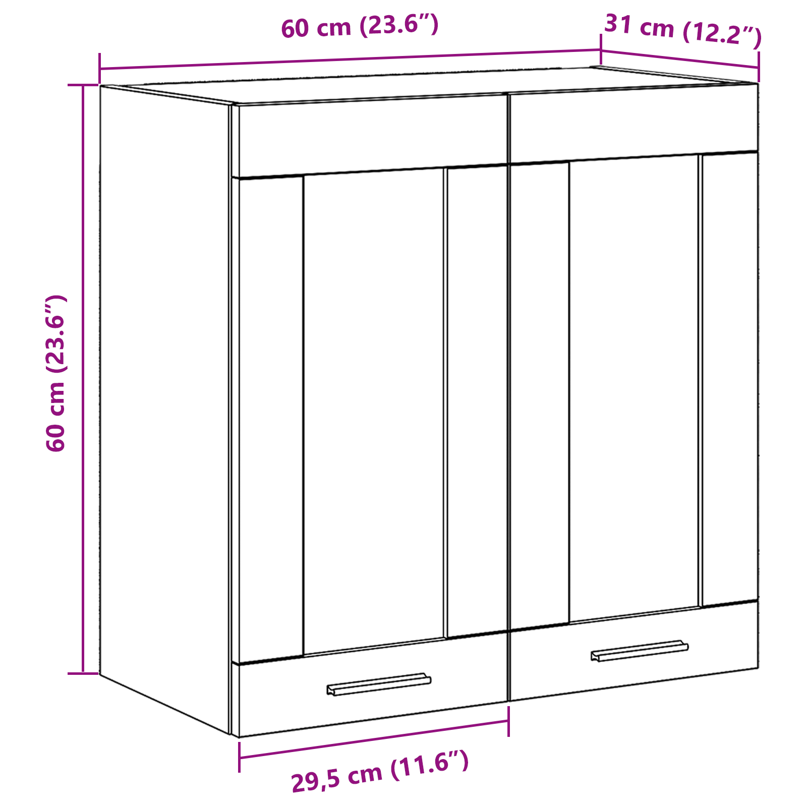 Hanging Glass Cabinet in Black Oak - 60x31x60 cm, Made from Engineered Wood - Image 11