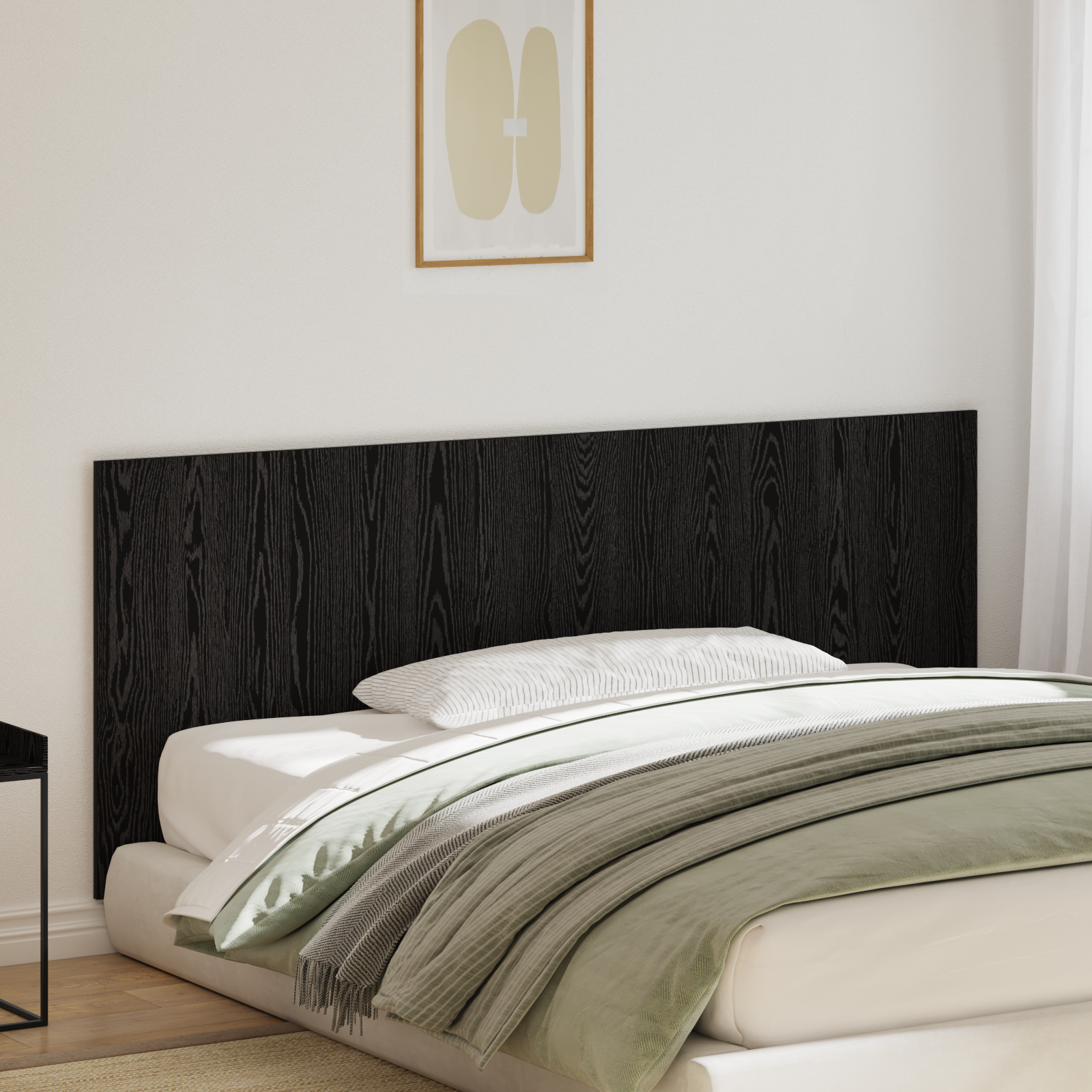 Bed Headboard Black Oak 200x1,5x80 cm Engineered Wood