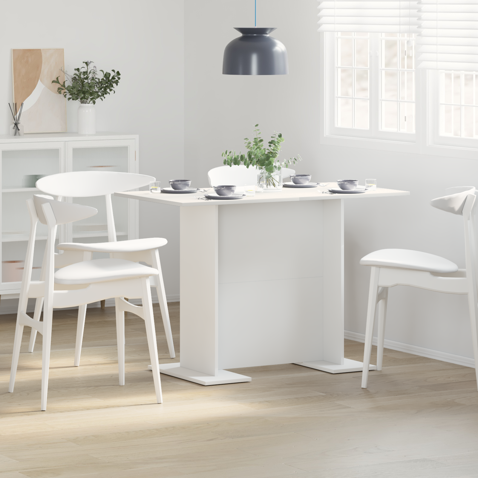 Valgomojo stalas Baltas 110x60x75 cm Iš inžinerinės medienos