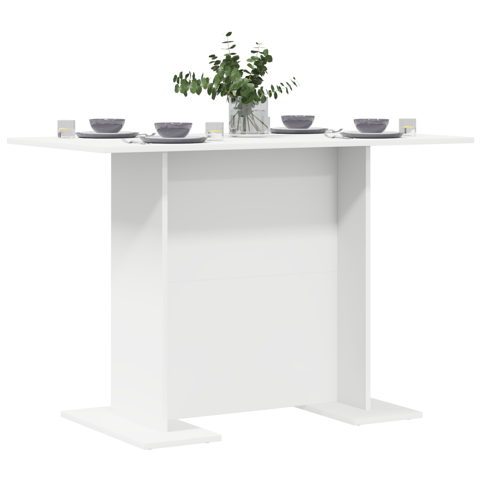 Dining Table White 110x60x75 cm Engineered Wood - Image 3
