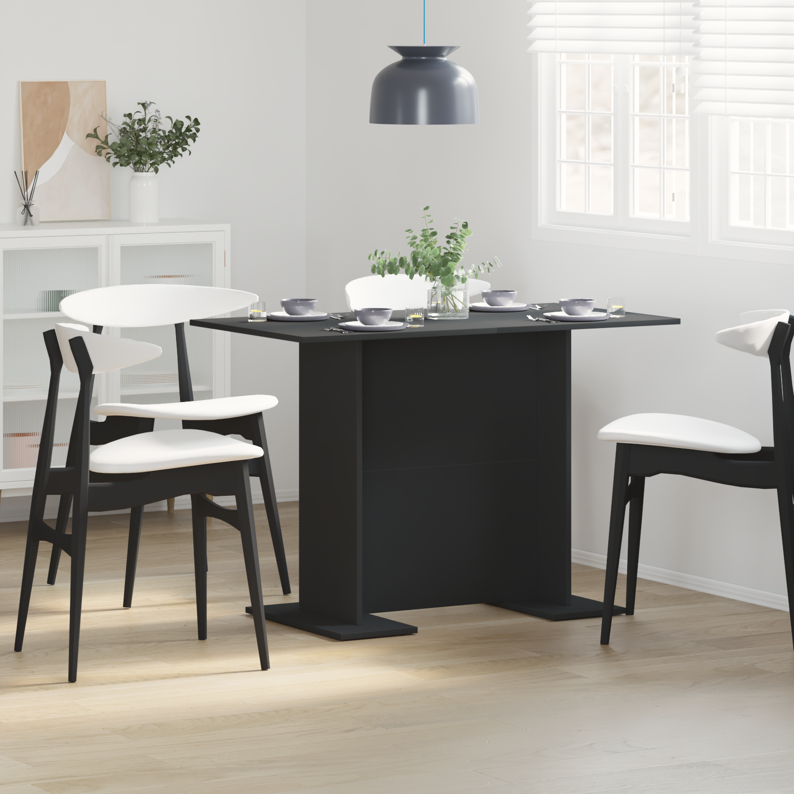 Dining Table Black 100x60x75 cm Engineered Wood