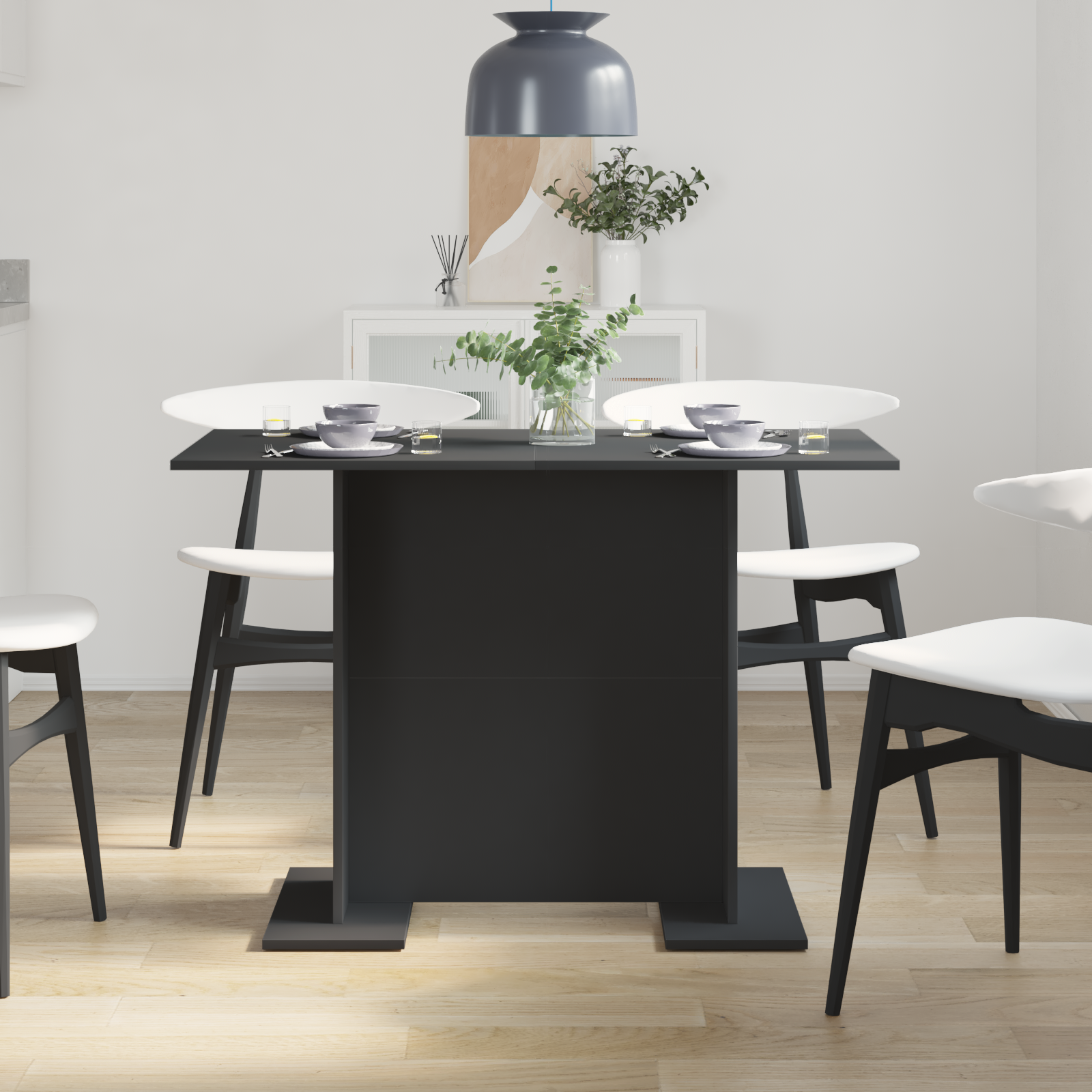 Dining Table Black 100x60x75 cm Engineered Wood - Image 4