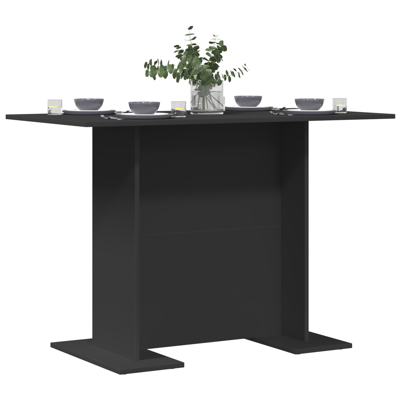 Dining Table Black 100x60x75 cm Engineered Wood - Image 3