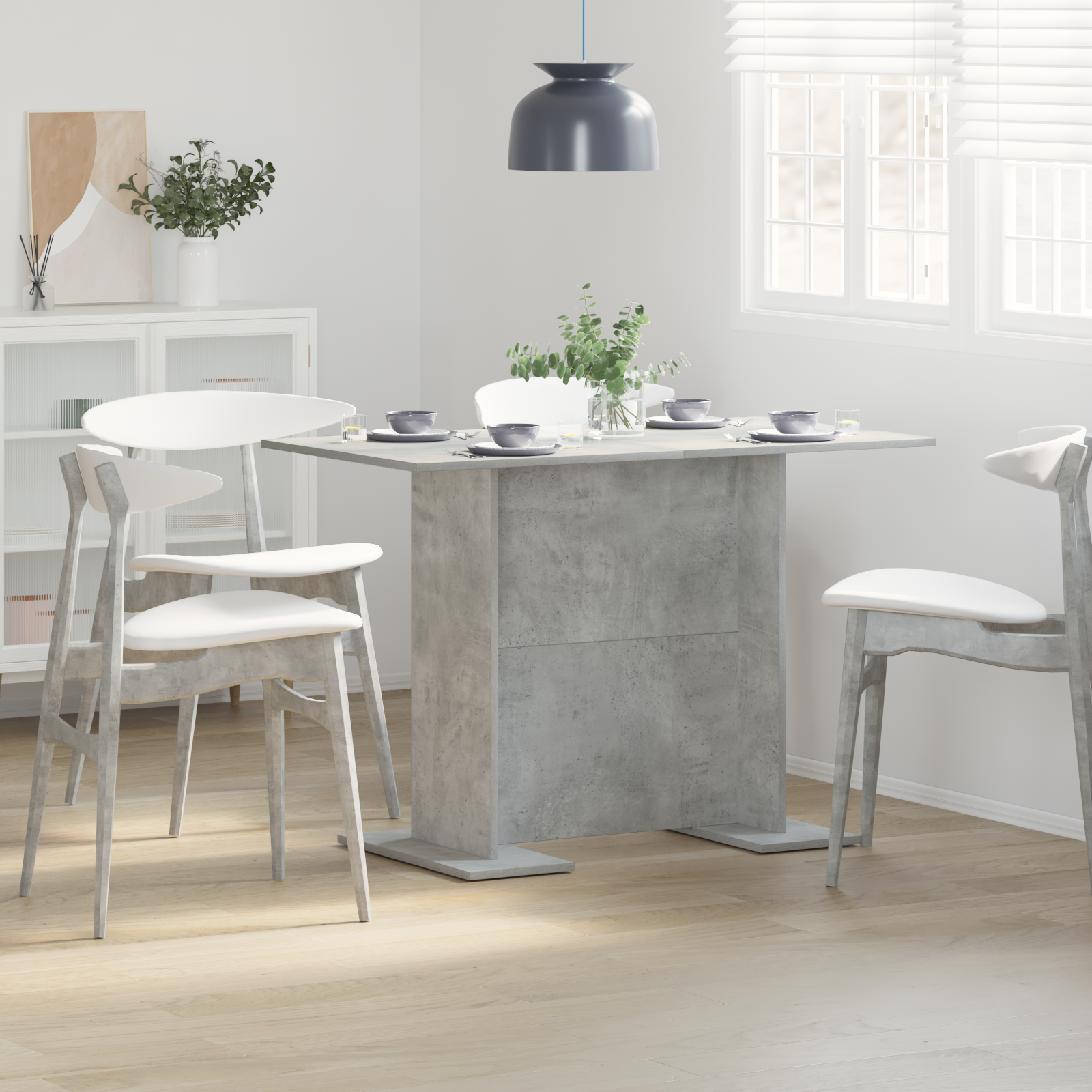 Dining Table Concrete Grey 110x60x75 cm Engineered Wood